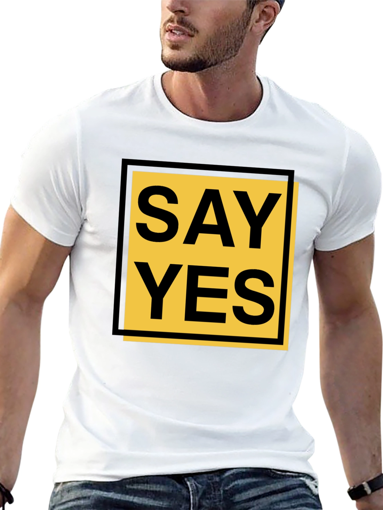 Black Say Yes Graphic Tee - Bold Statement Shirt view 13