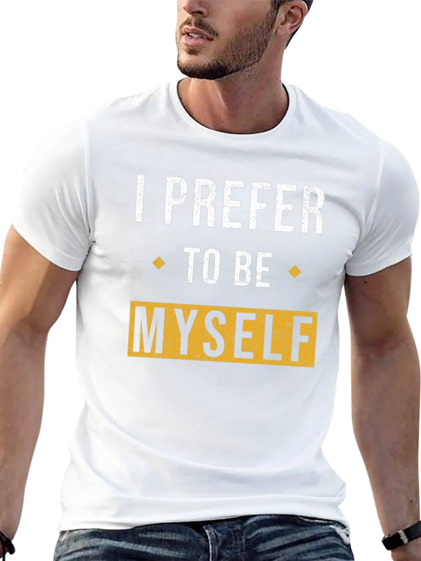 Black I Prefer To Be Myself Graphic T-Shirt view 13