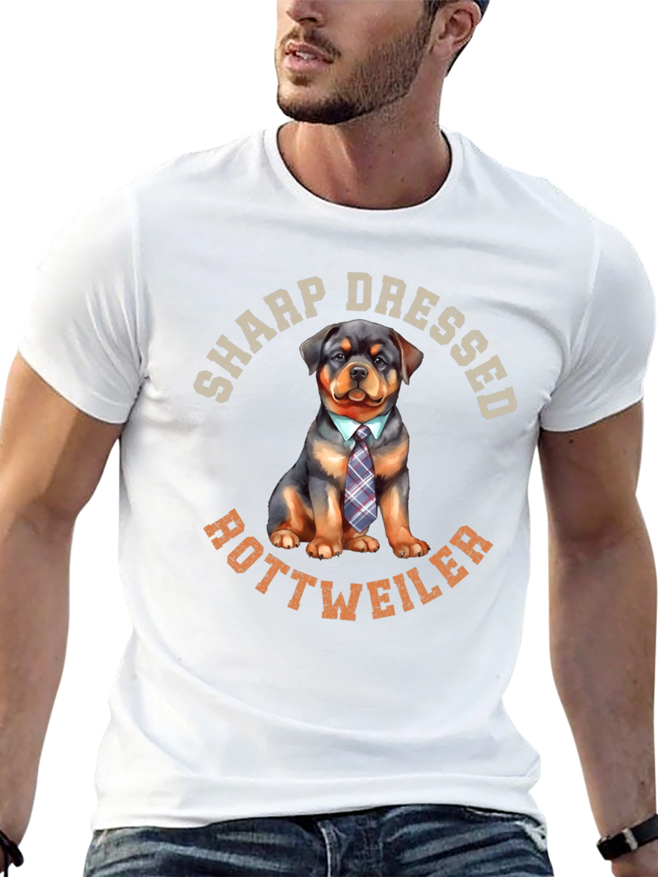 Black Sharp Dressed Rottweiler Dog Graphic Tee view 13