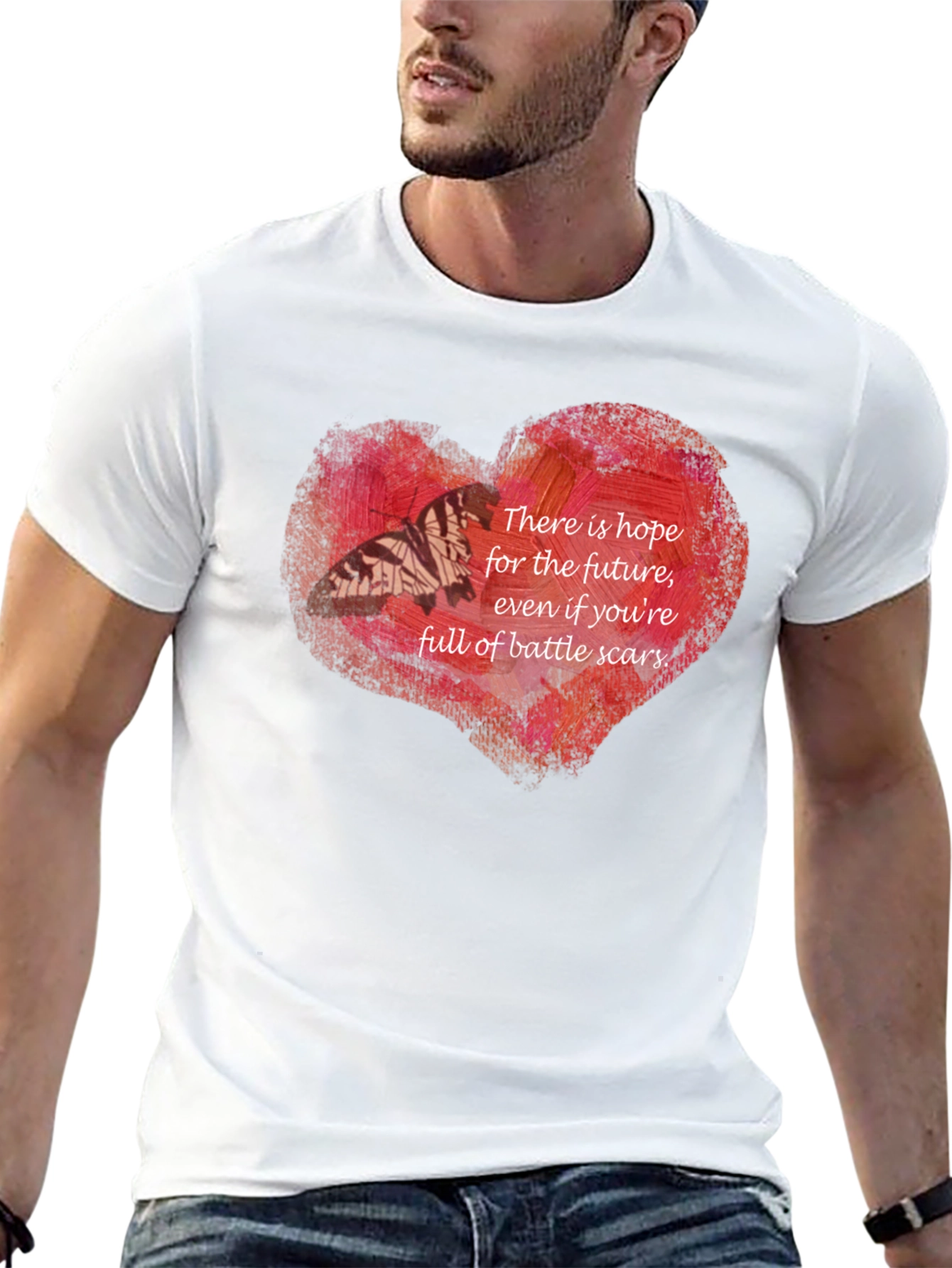 Black Hopeful Heart Battle Scars T-Shirt view 13