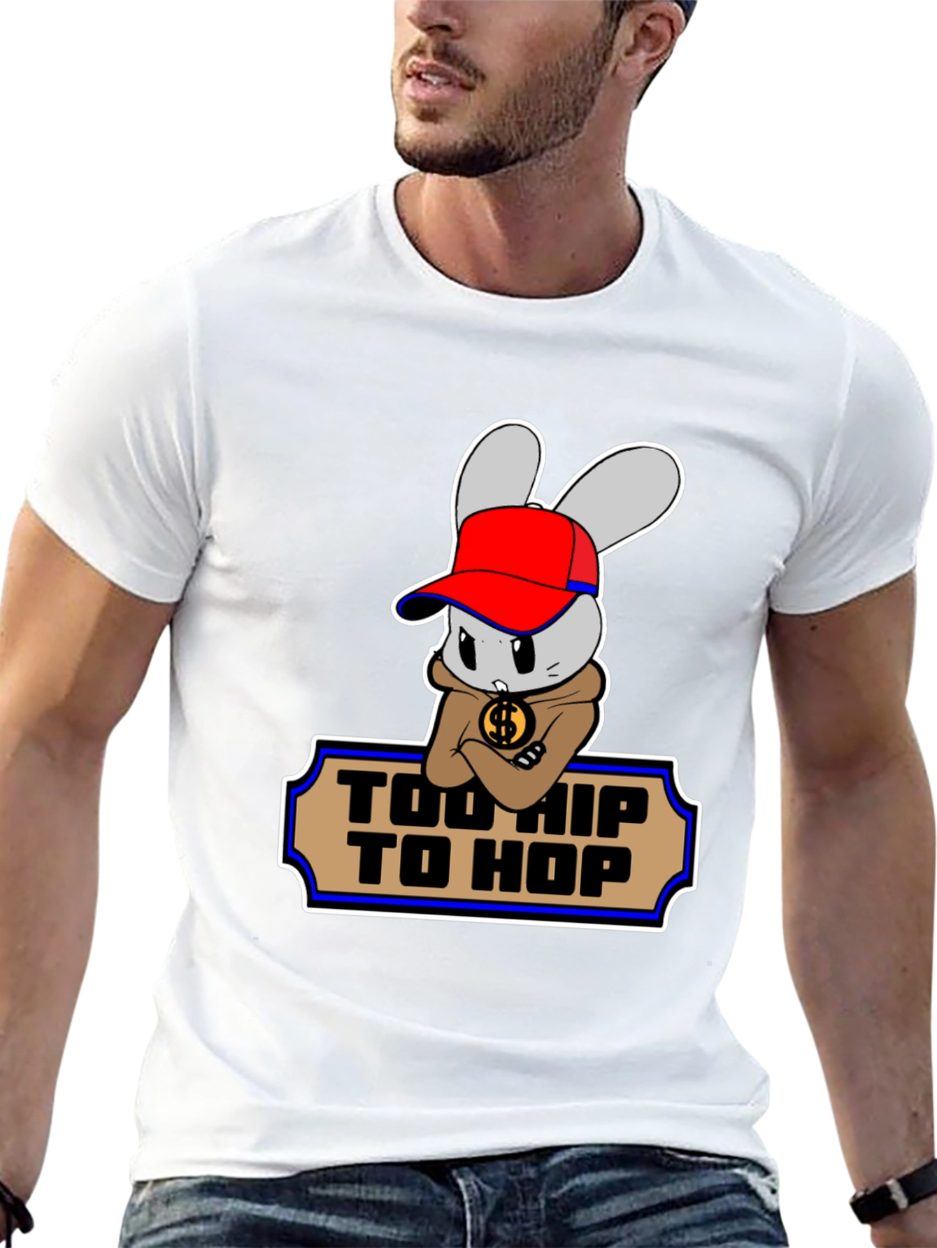 Black Too Hip To Hop Funny Bunny T-Shirt view 13