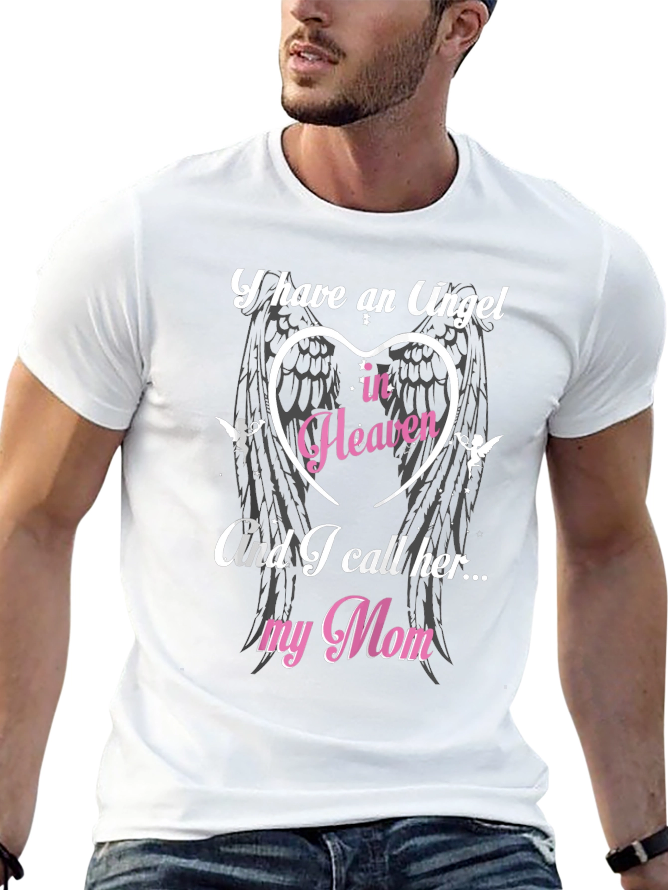 Black Angel in Heaven Mom T-Shirt - Memorial view 13