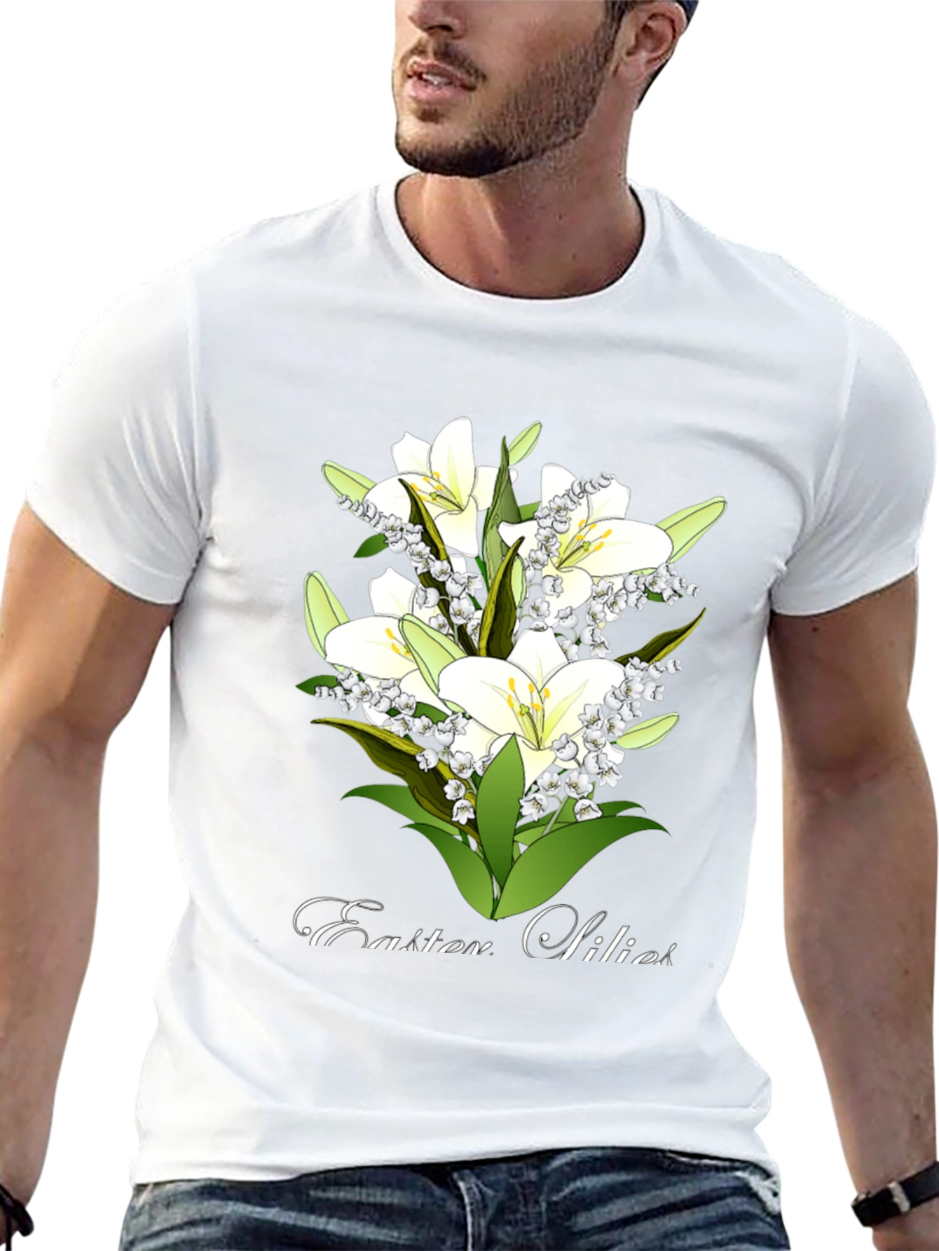 Black Easter Lilies T-Shirt - Floral Spring Design view 13