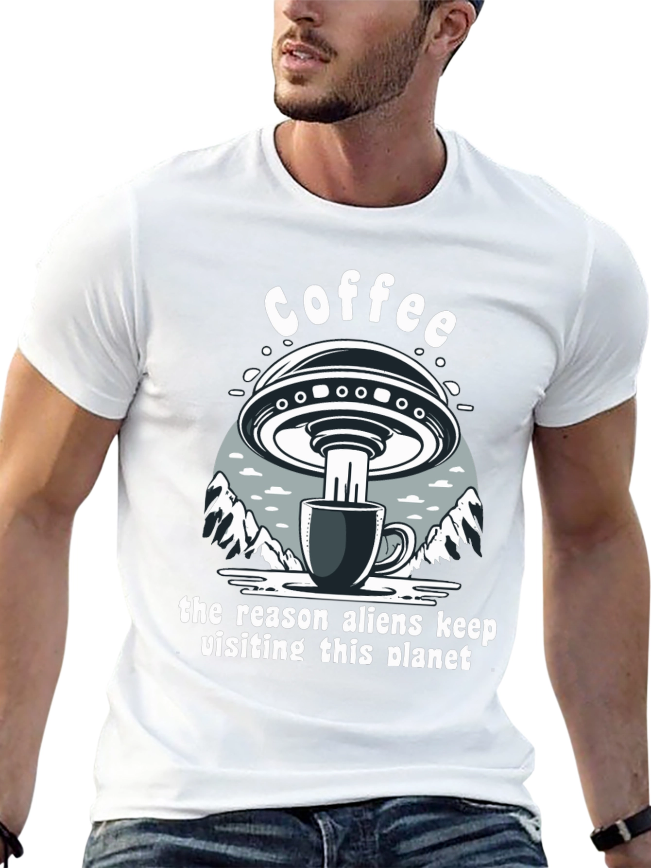Black Coffee Alien Abduction T-Shirt view 13