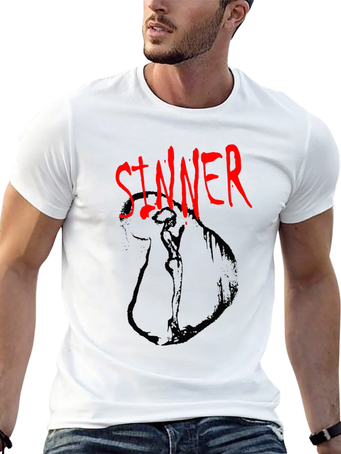Black Sinner Graphic Tee - Dark Humor Fashion view 13