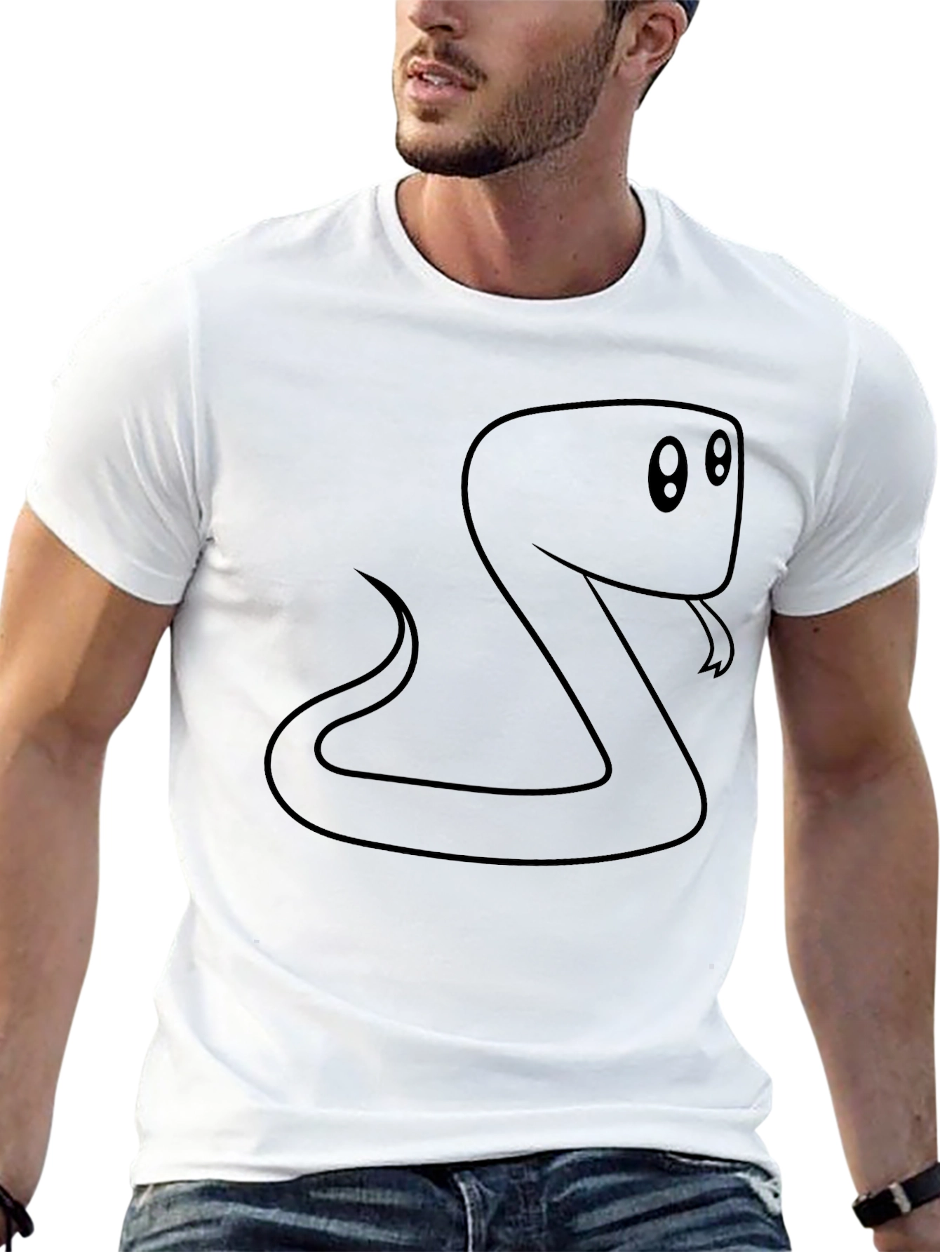 Black Cartoon Snake Graphic Black T-Shirt view 13