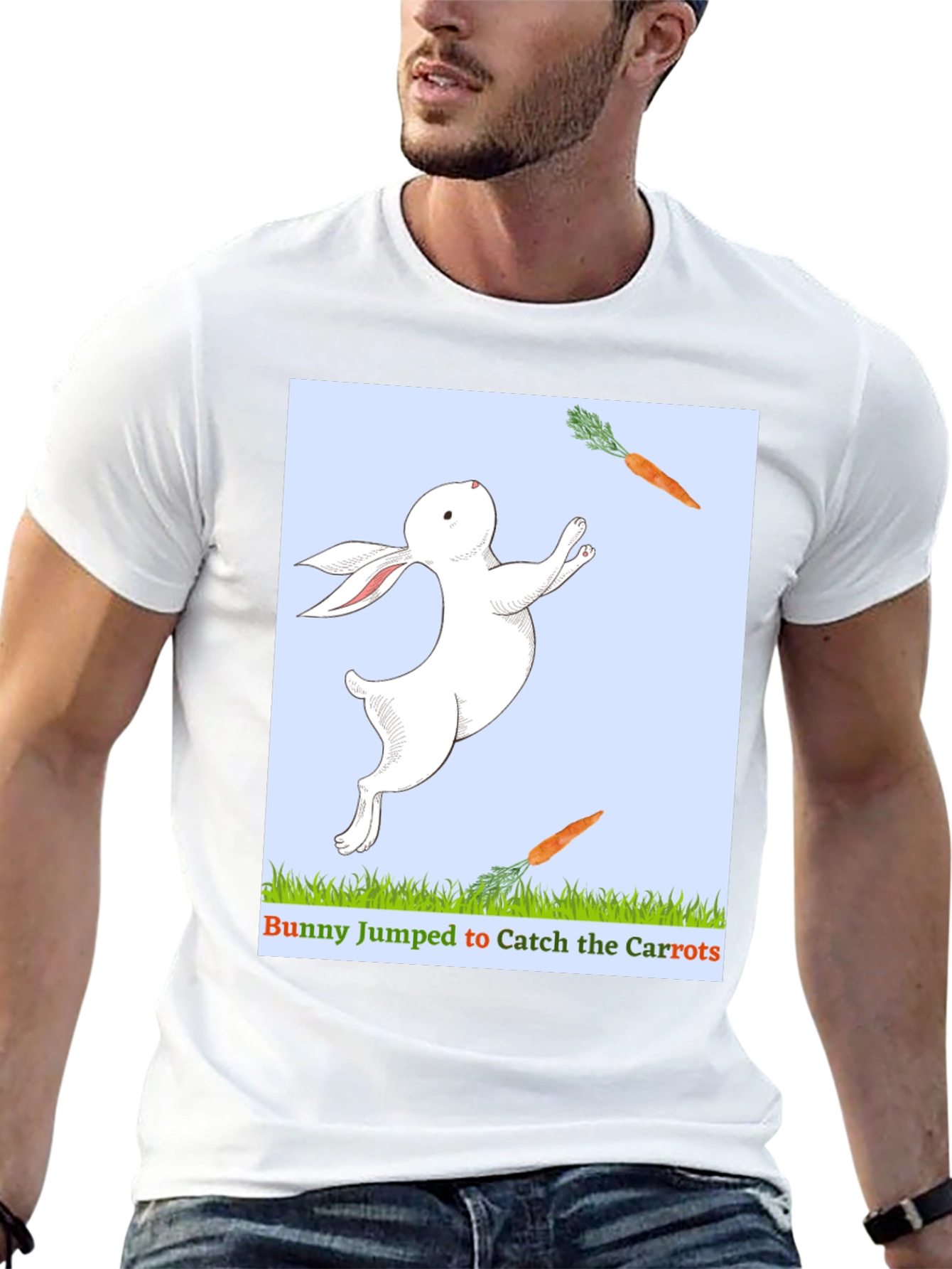 Black Bunny Catching Carrots T-Shirt view 13