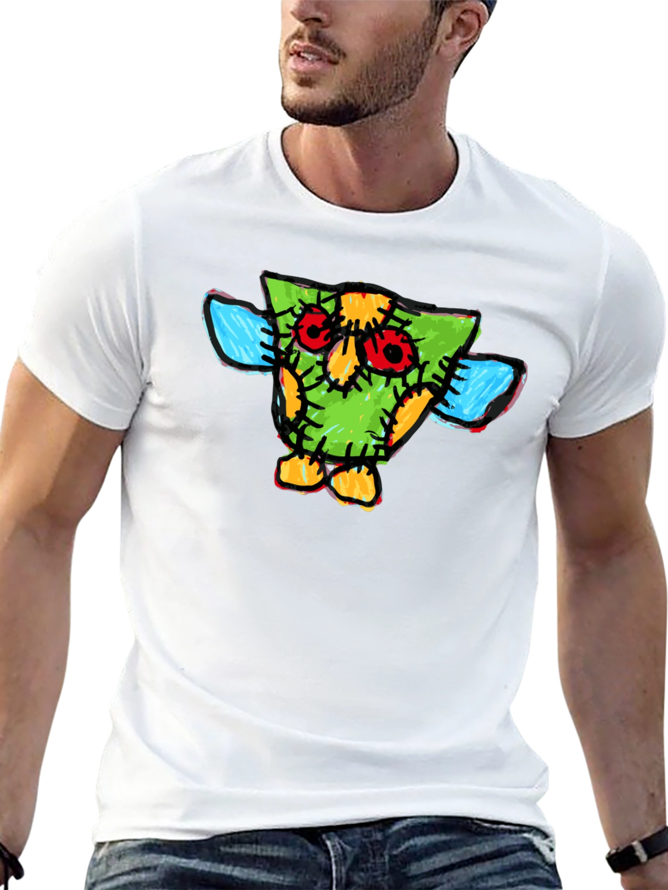 Black Funky Cartoon Owl T-Shirt view 13