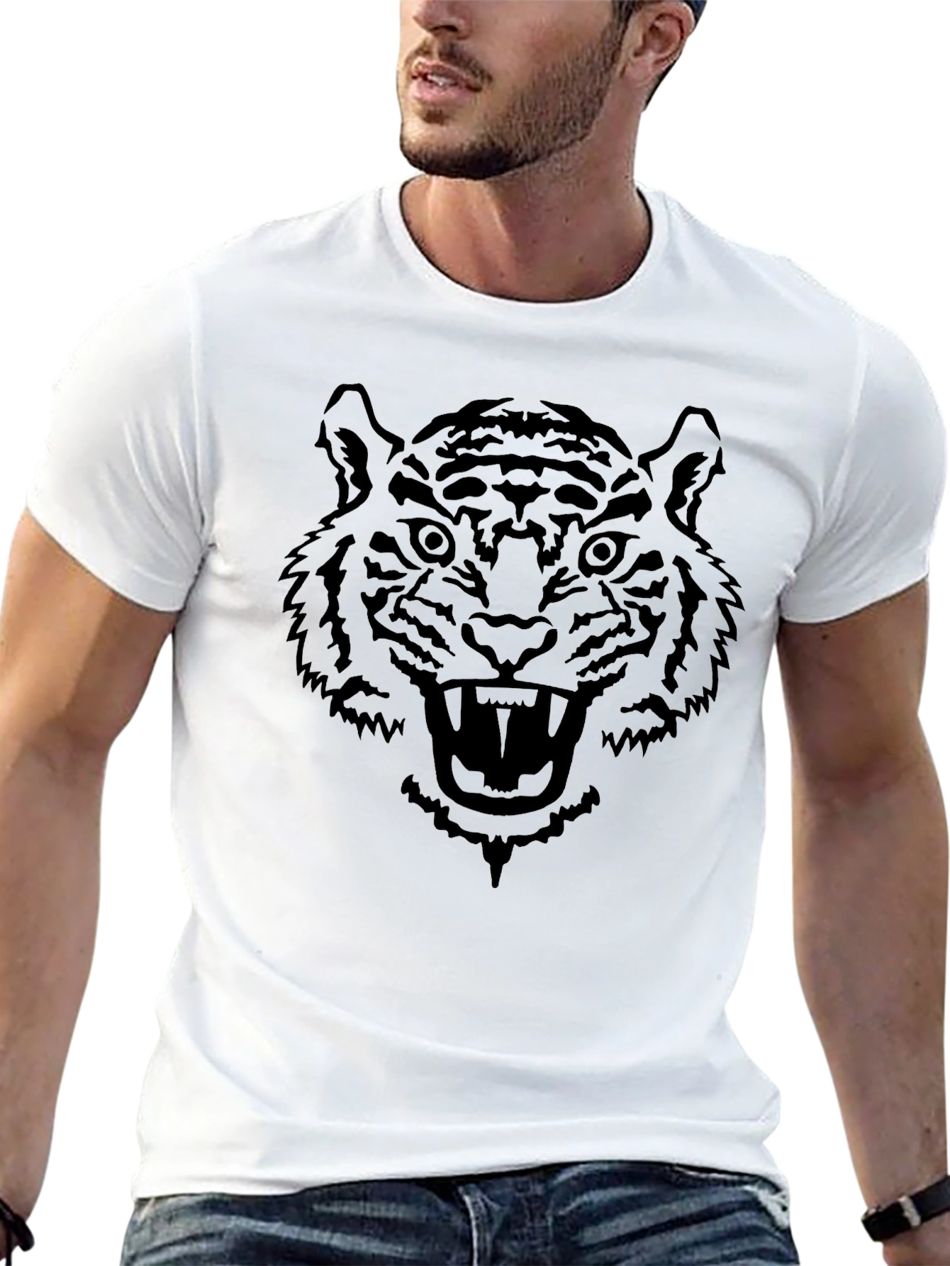 Black Bold Tiger Graphic Tee - Black view 13