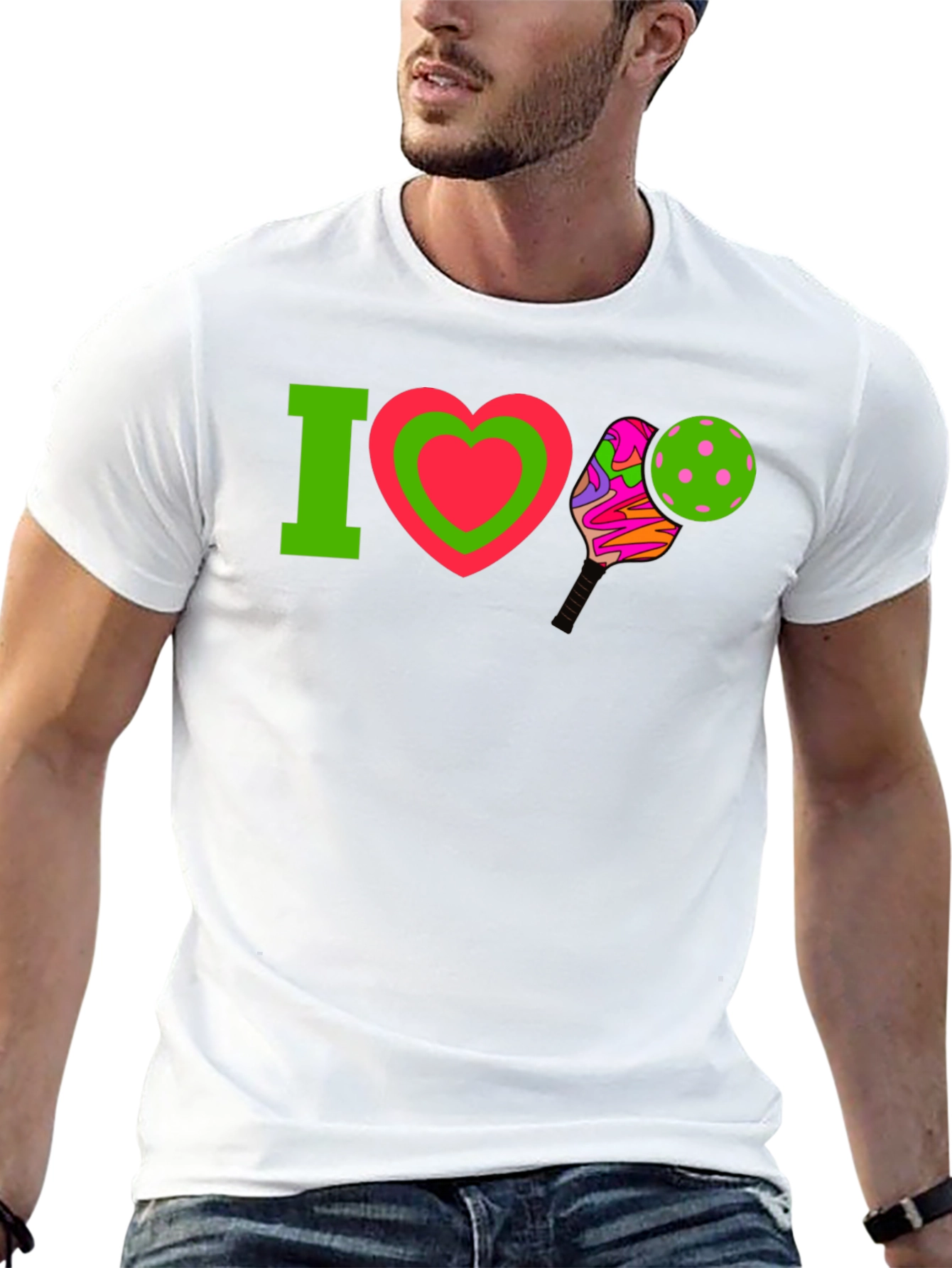 Black I Love Pickleball T-Shirt view 13