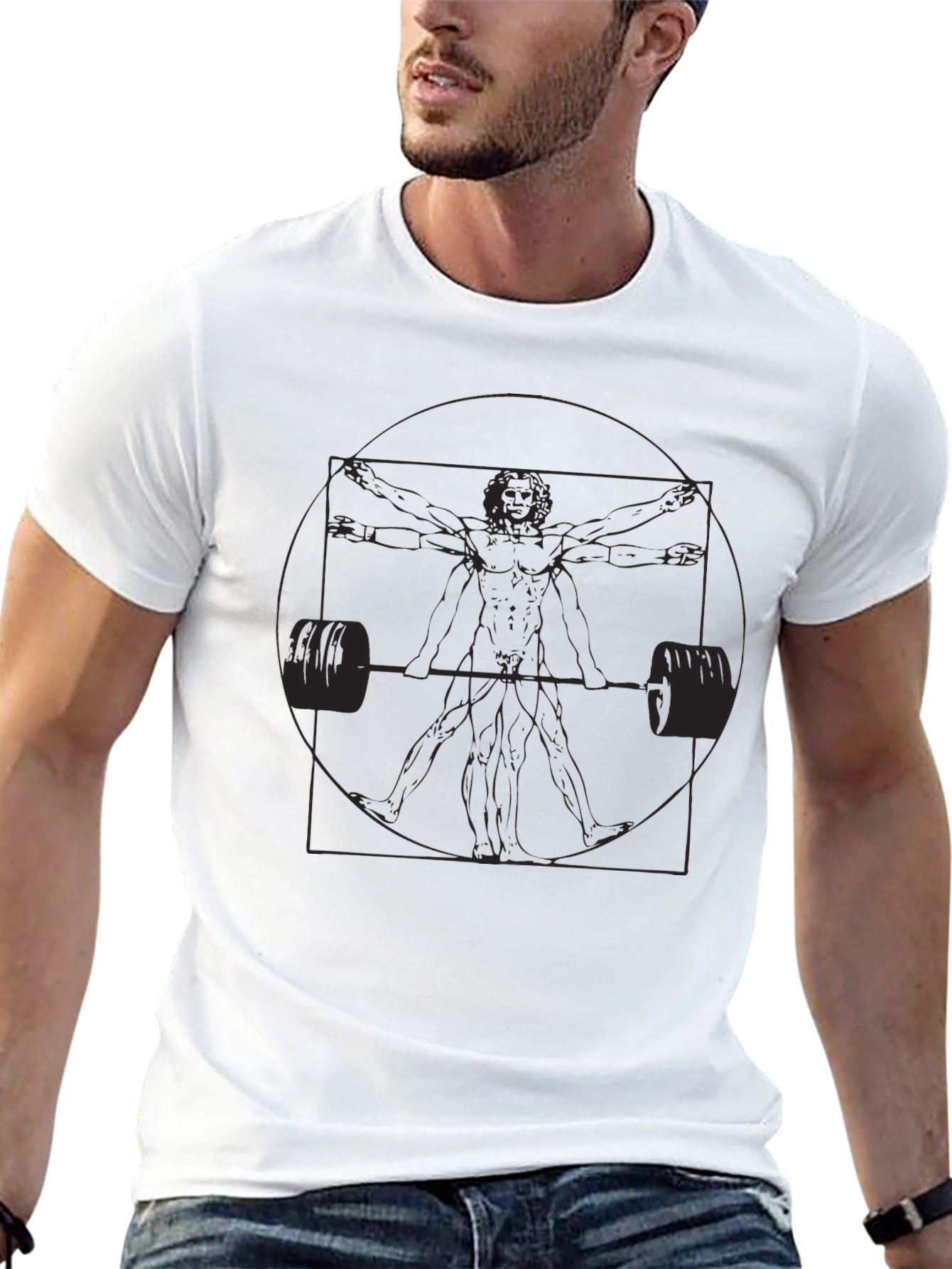 Black Vitruvian Lifter Black T-Shirt view 13