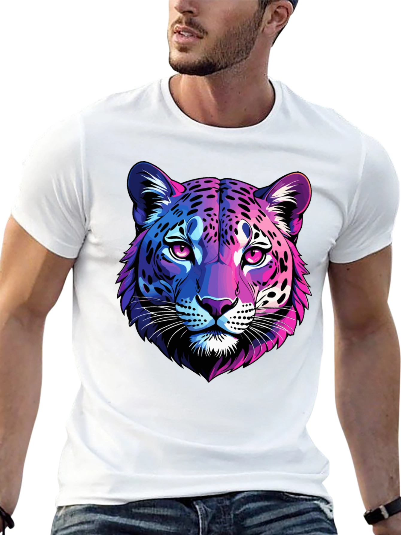 Black Neon Leopard Graphic Tee - Men's Black T-Shirt view 13