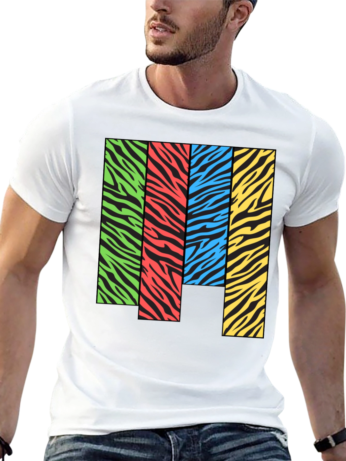 Black Zebra Stripe Color Block Graphic Tee view 13