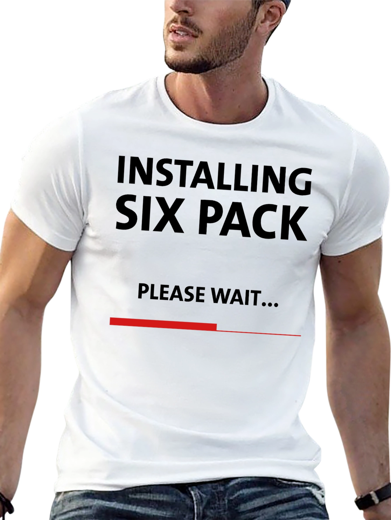 Black Installing Six Pack T-Shirt - Funny Gym Workout Tee view 13