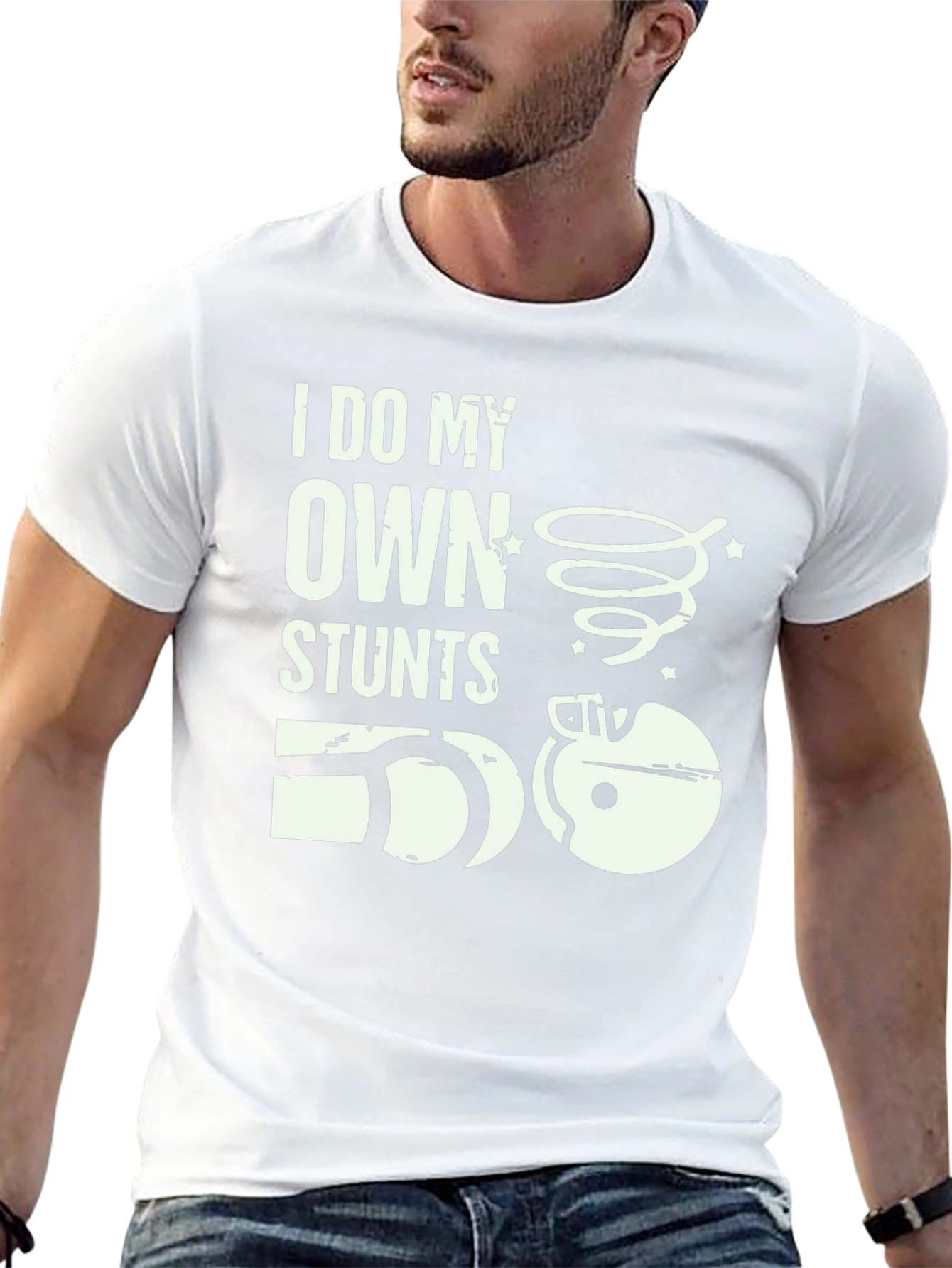 Black I Do My Own Stunts T-Shirt - Funny Graphic Tee view 13