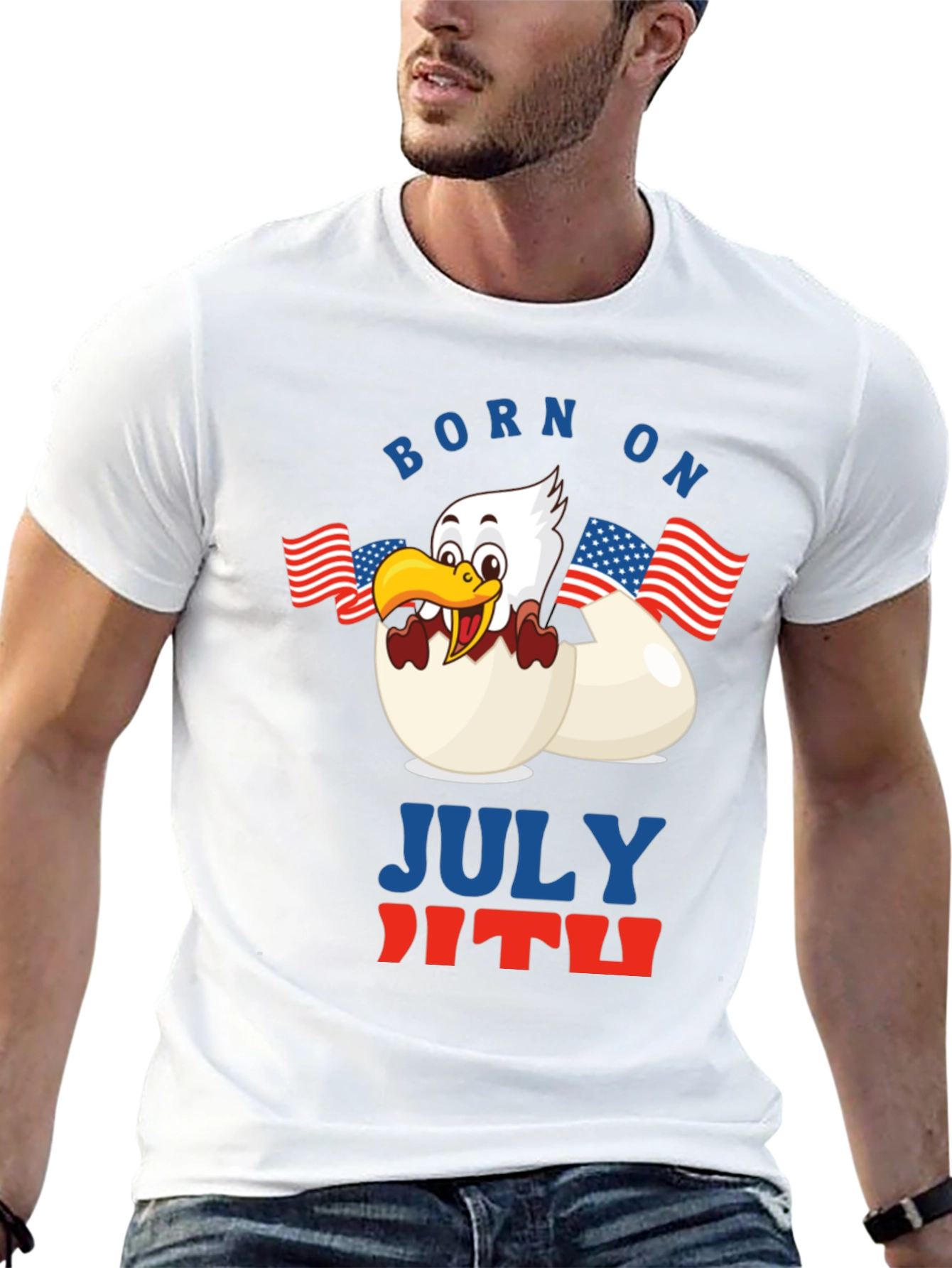 Black Born on July 4th T-Shirt view 13