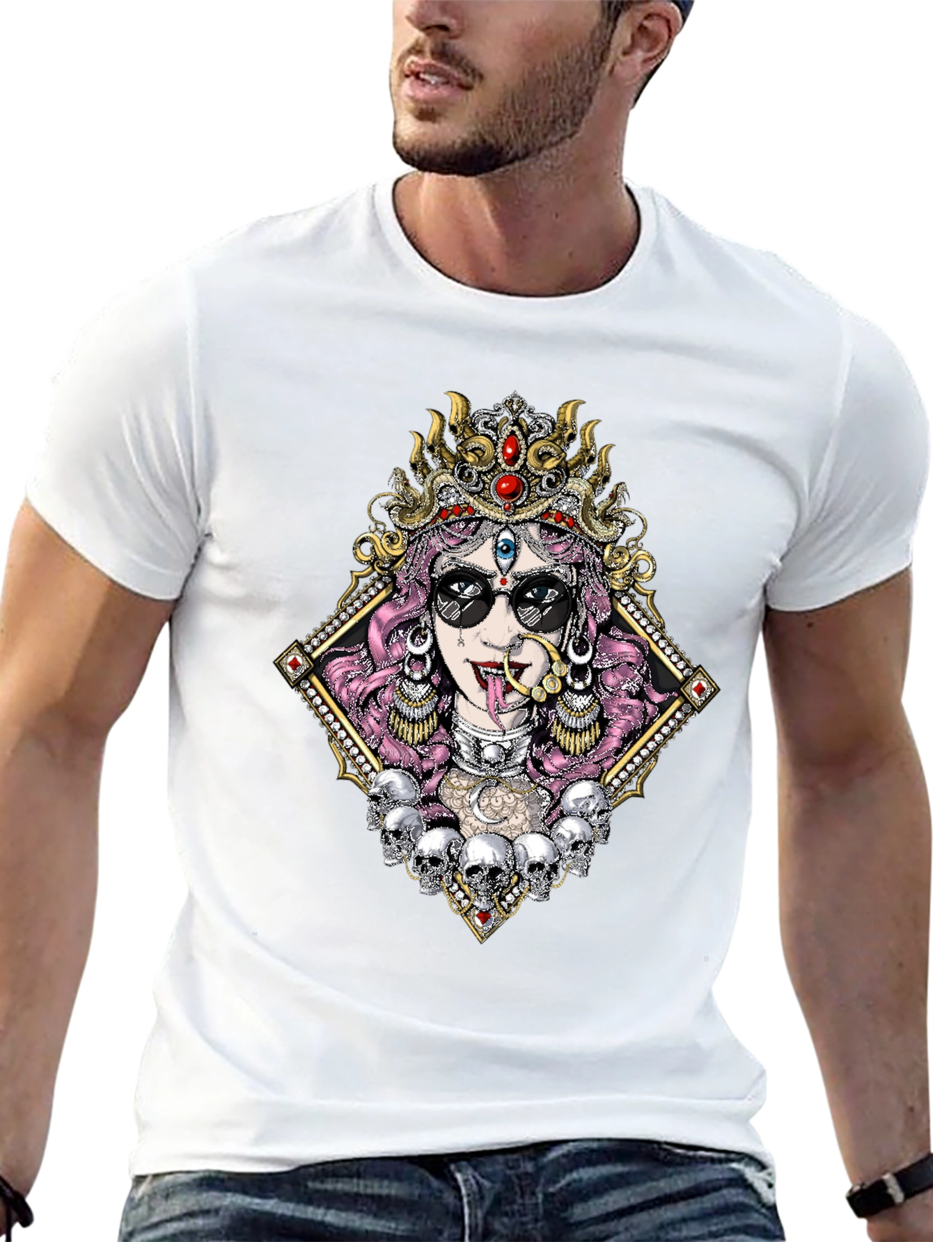 Black Kali T-Shirt with Skull Design view 13