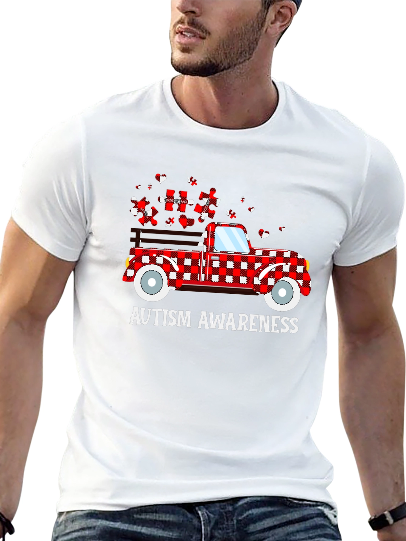 Black Autism Awareness Truck T-Shirt view 13