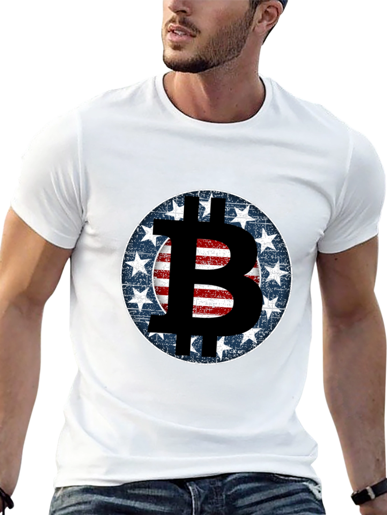Black Bitcoin USA Flag T-Shirt - Crypto Fashion view 13