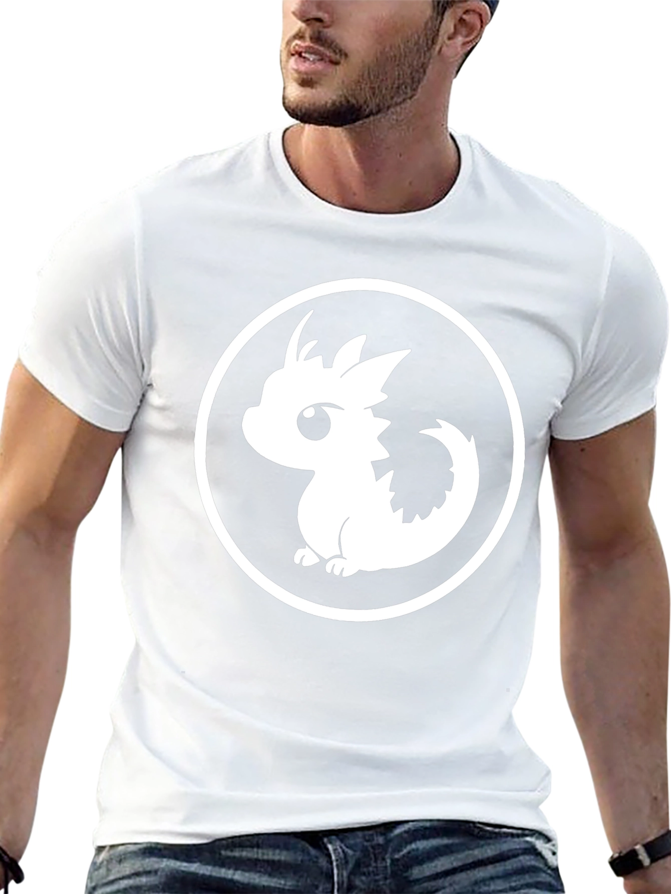 Black Cute Dragon Graphic Tee - Black Cotton T-Shirt view 13