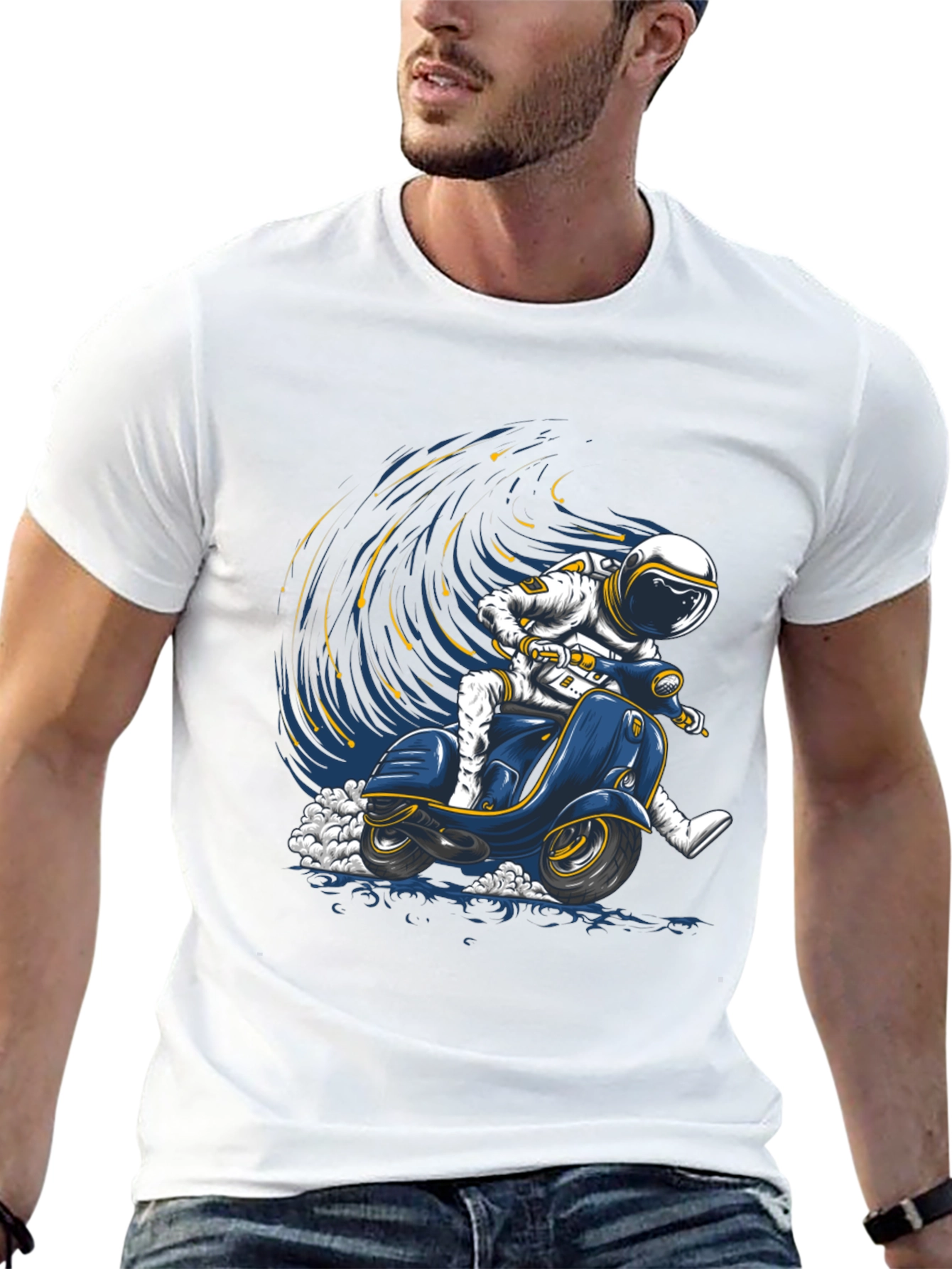 Black Astronaut Scooter Graphic Tee - Space Rider T-Shirt view 13