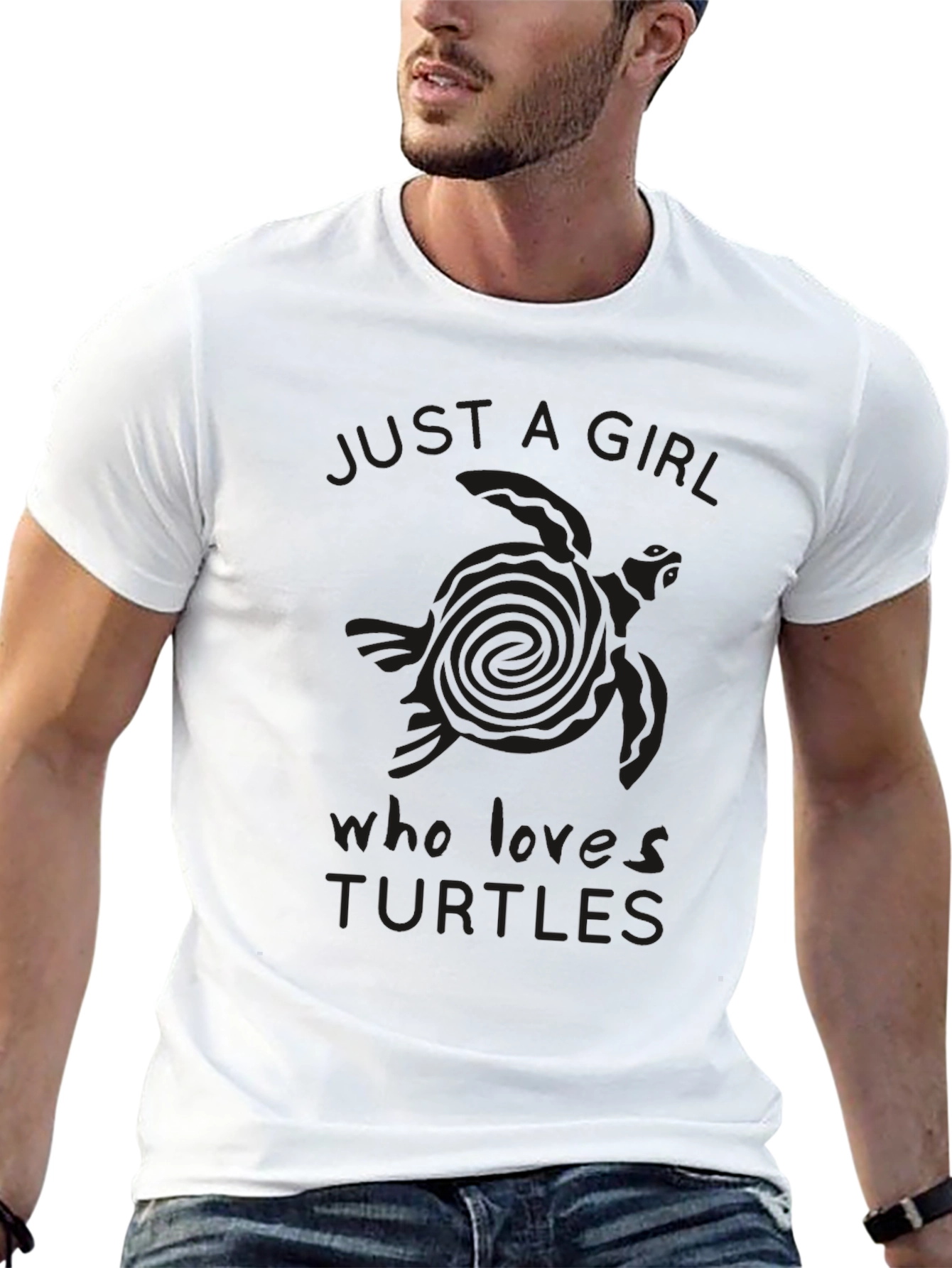 Black Just a Girl Who Loves Turtles Black T-Shirt view 13
