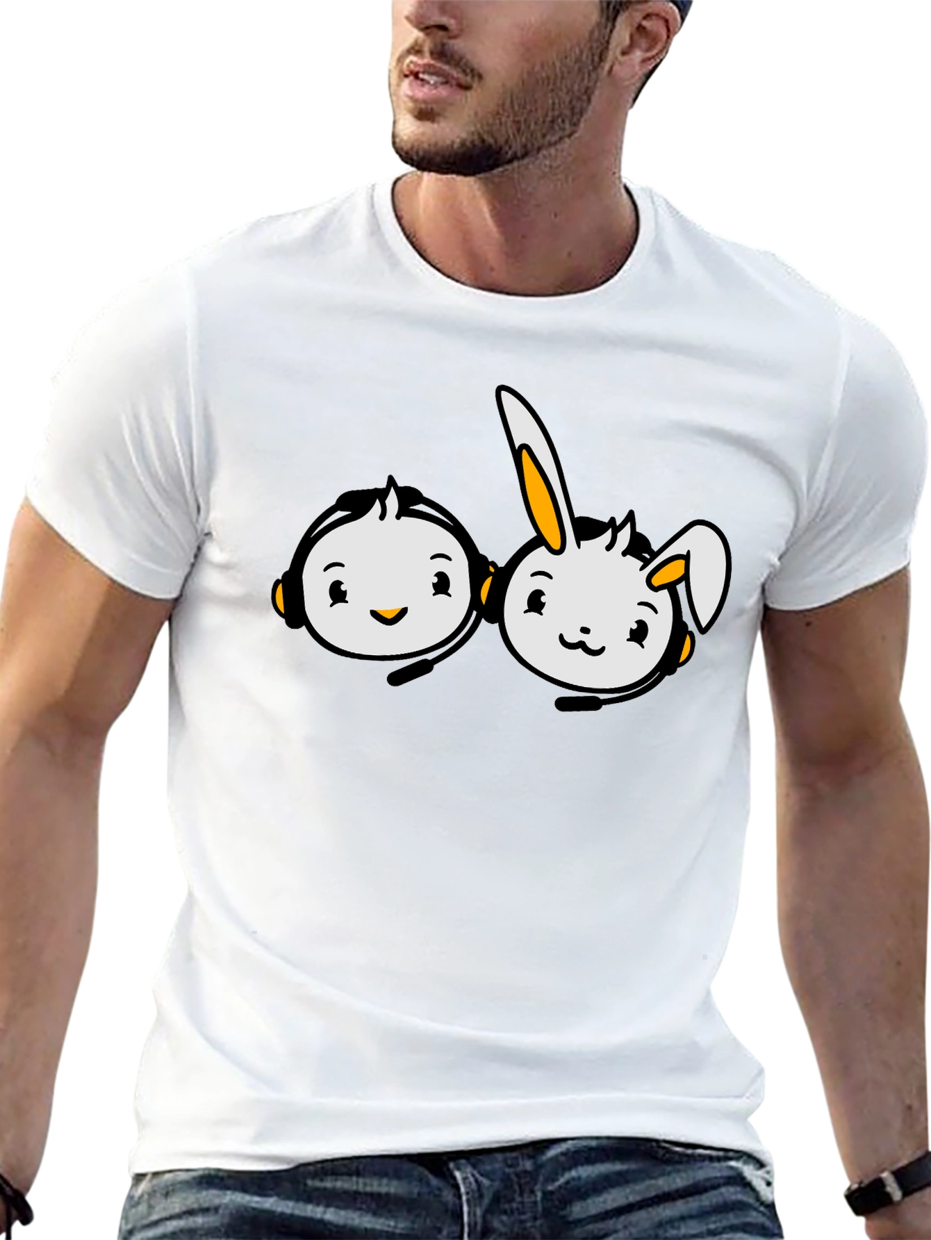 Cute Cartoon Character Graphic T-Shirt - 13