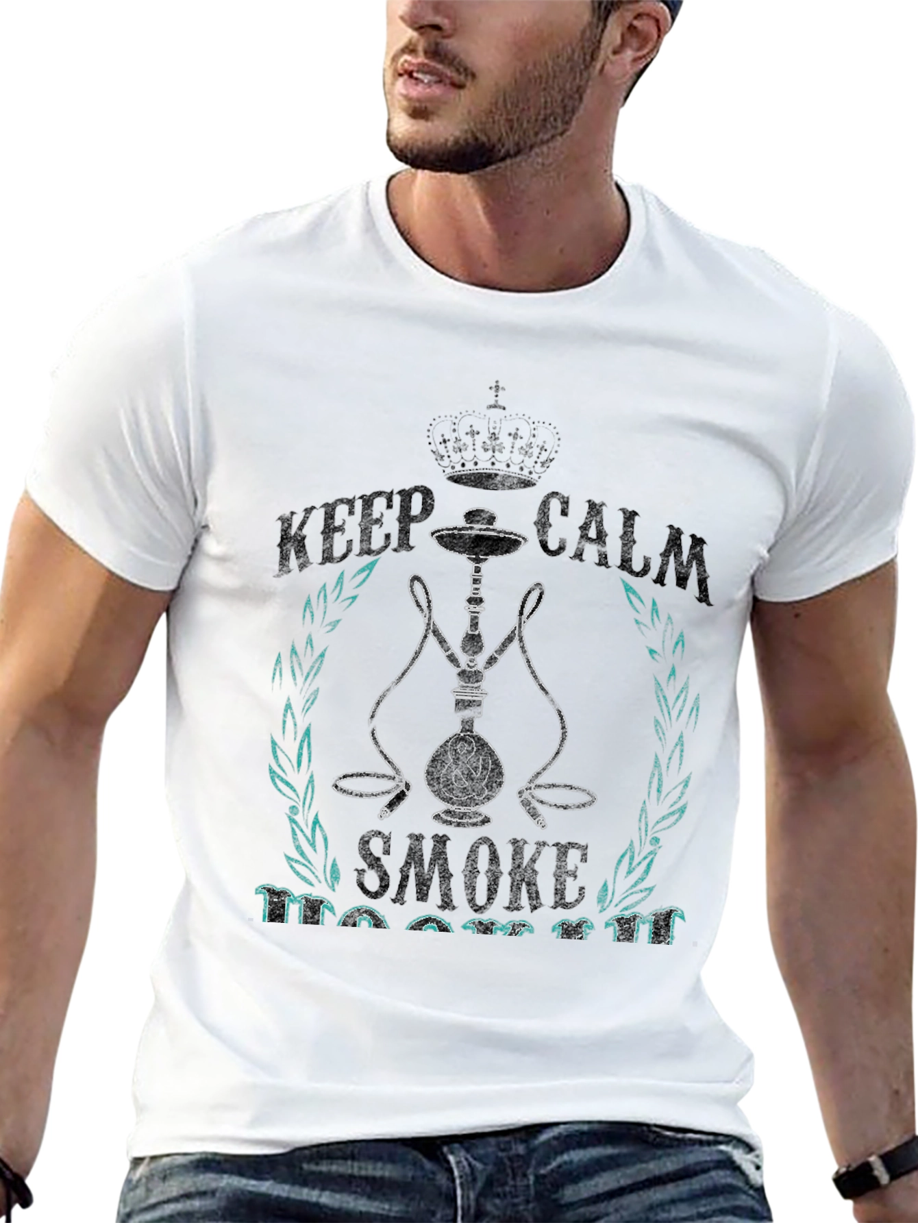 Black Keep Calm Smoke Shisha T-Shirt view 13