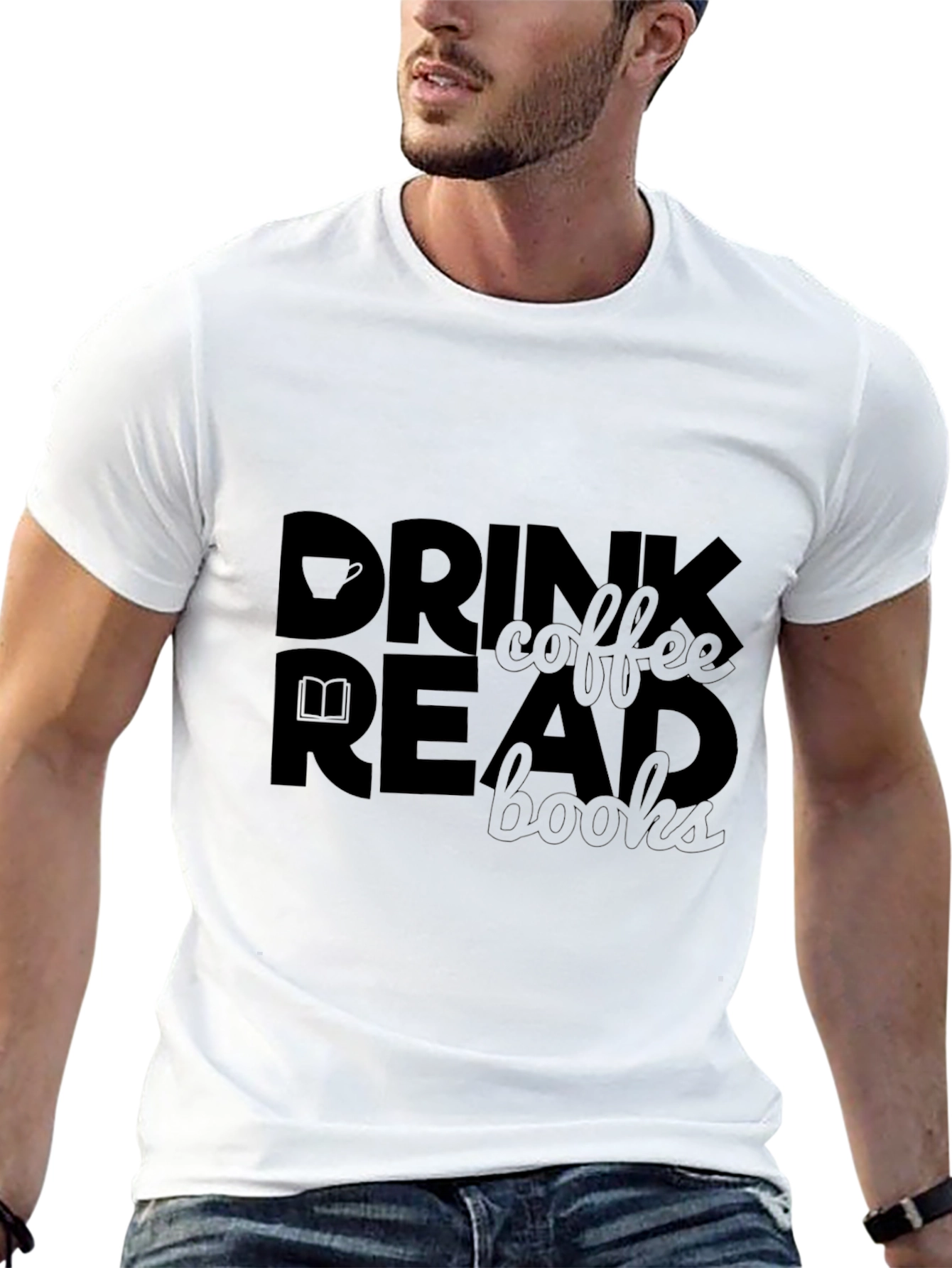 Black Drink Coffee Read Books Graphic T-Shirt view 13