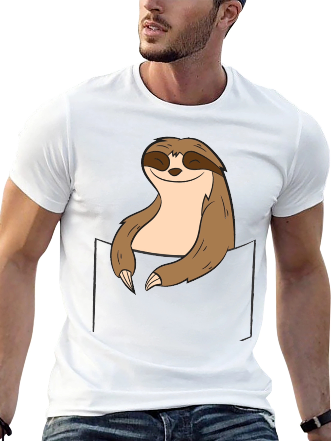 Black Sloth Pocket Graphic Tee - Relaxed Comfort view 13