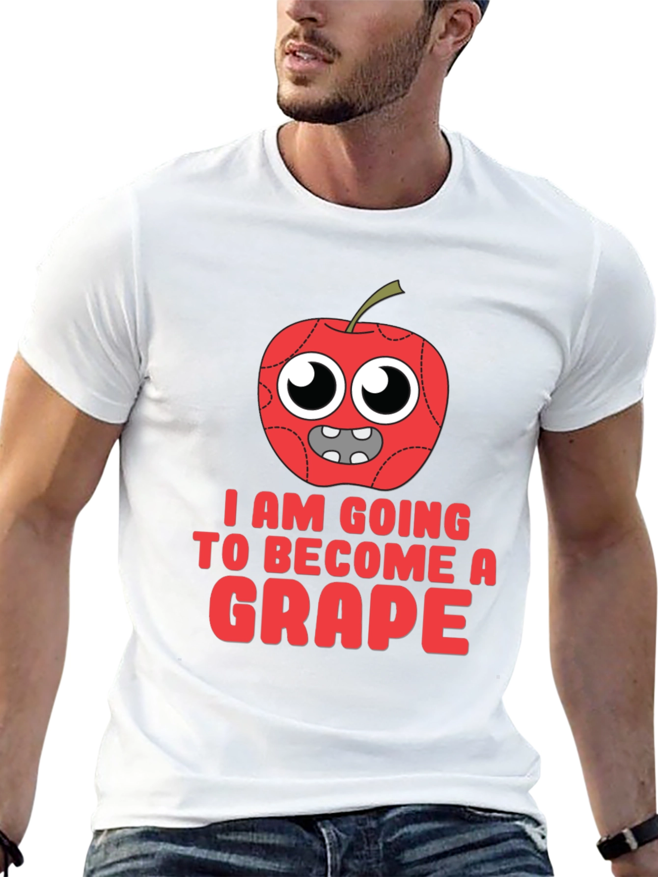 Black Funny Apple Becoming Grape Graphic T-Shirt view 13