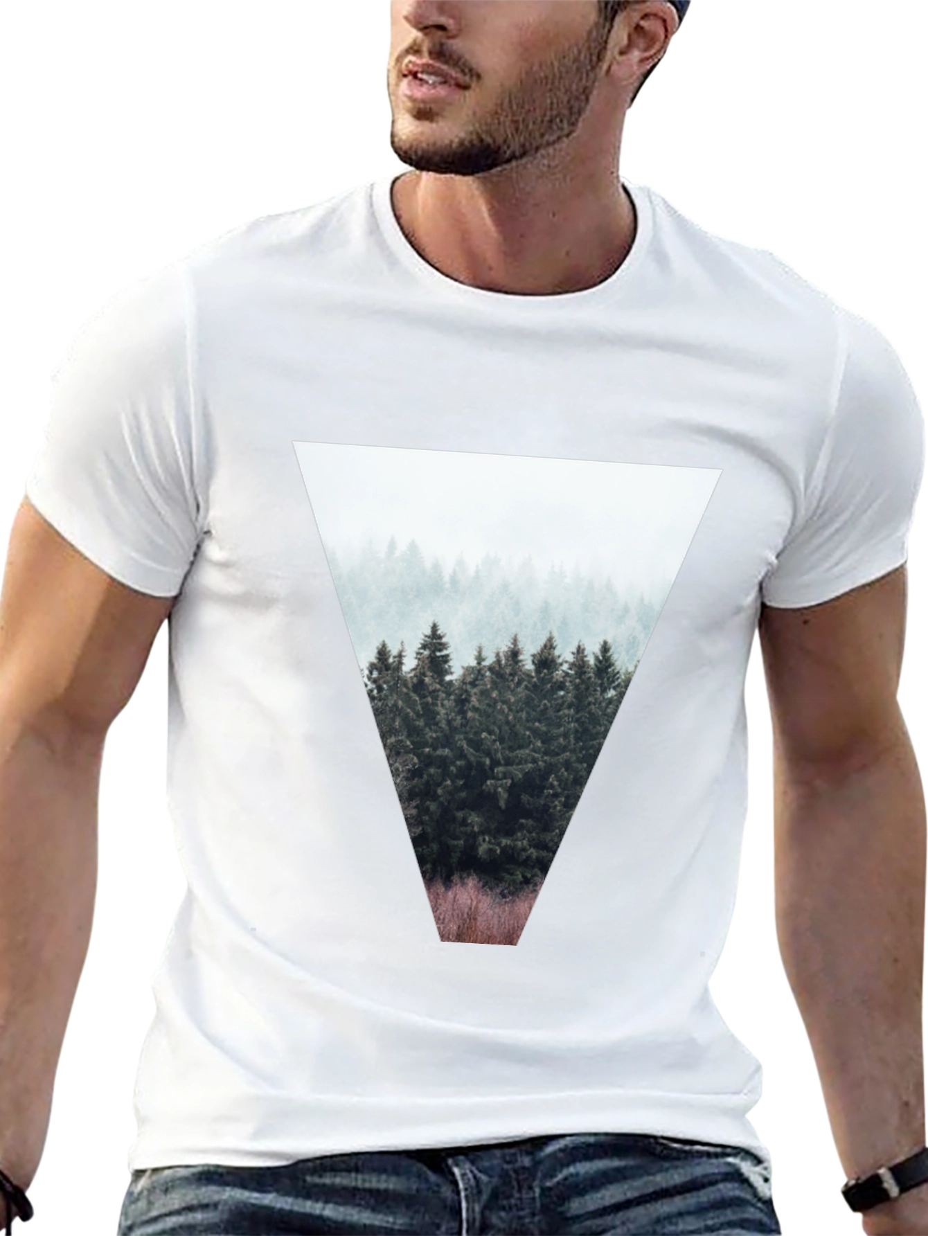 Black Nature Triangle Graphic T-Shirt - Black view 13