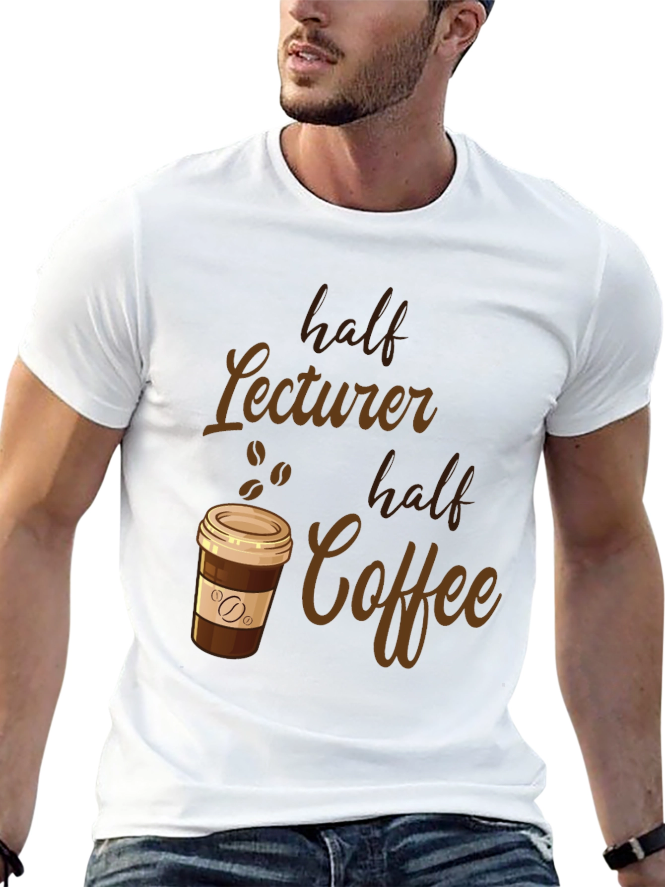 Black Half Lecturer, Half Coffee Funny T-Shirt view 13