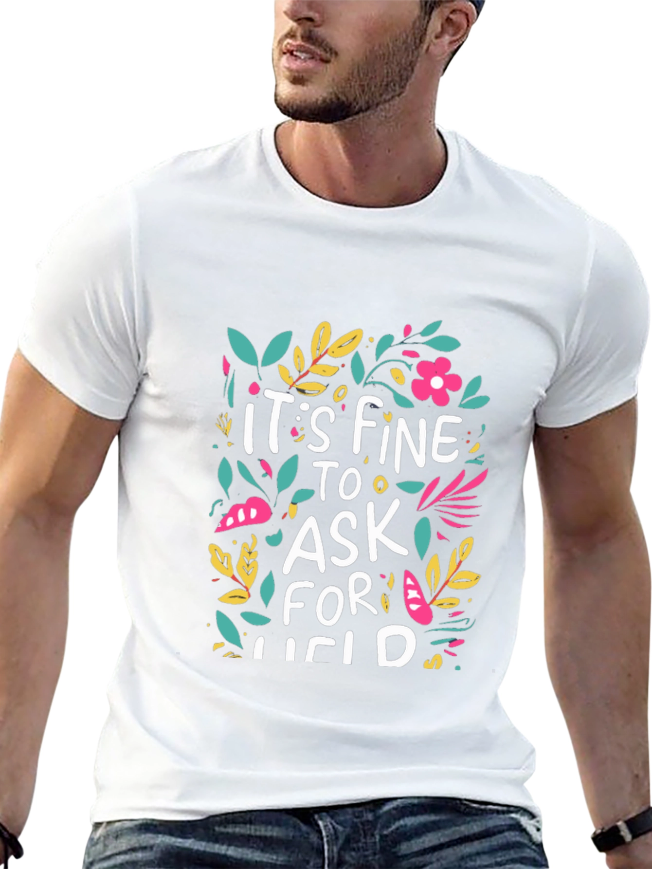 Black Floral Graphic T-Shirt - It's Fine to Ask for Lucid view 13