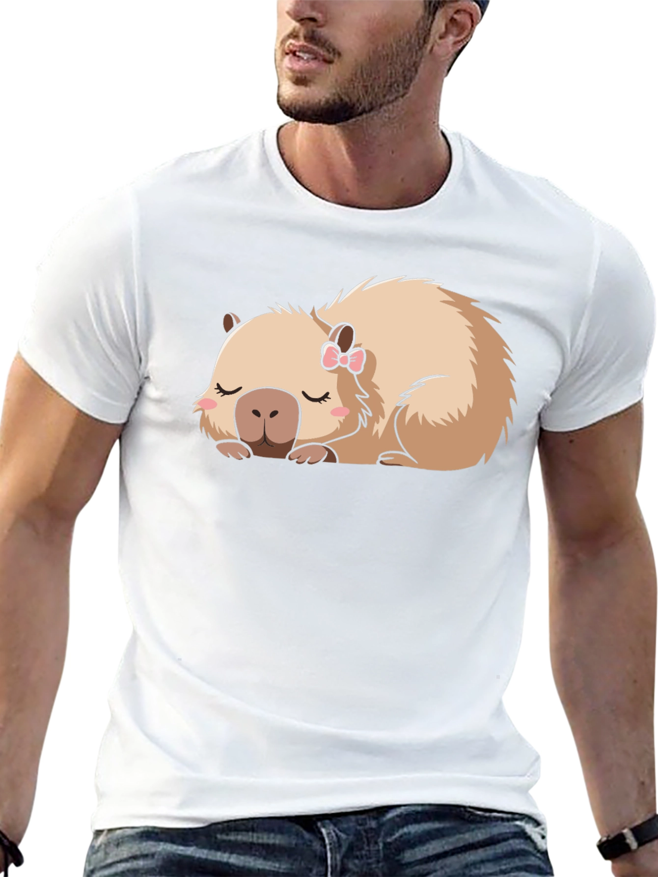 Black Capybara Bow T-Shirt view 13