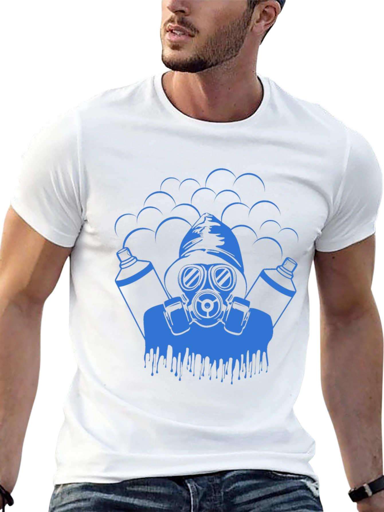 Black Cool Graphic Tee - Gas Mask Graffiti Artist view 13