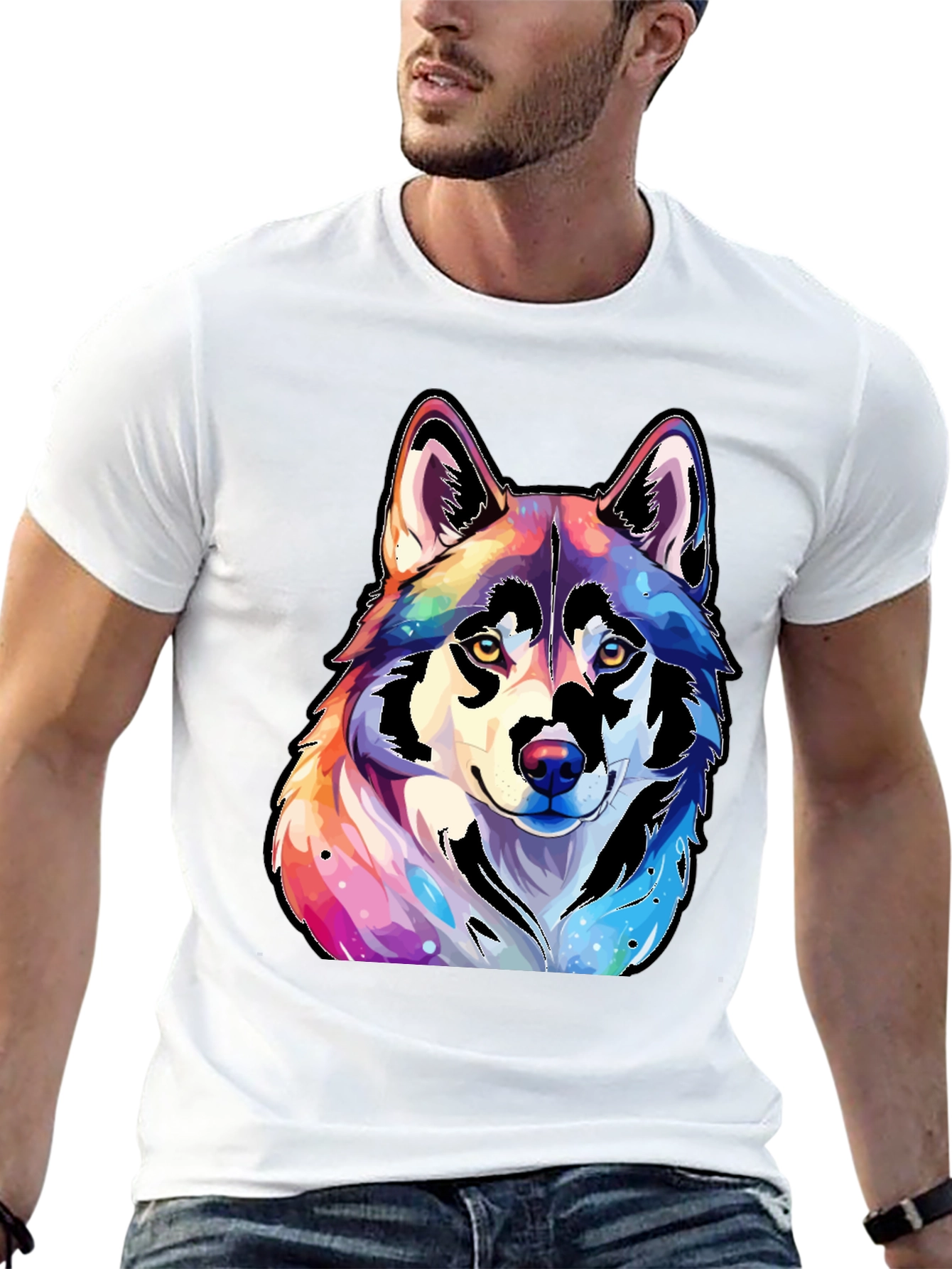 Black Rainbow Wolf Graphic Tee - Unisex view 13