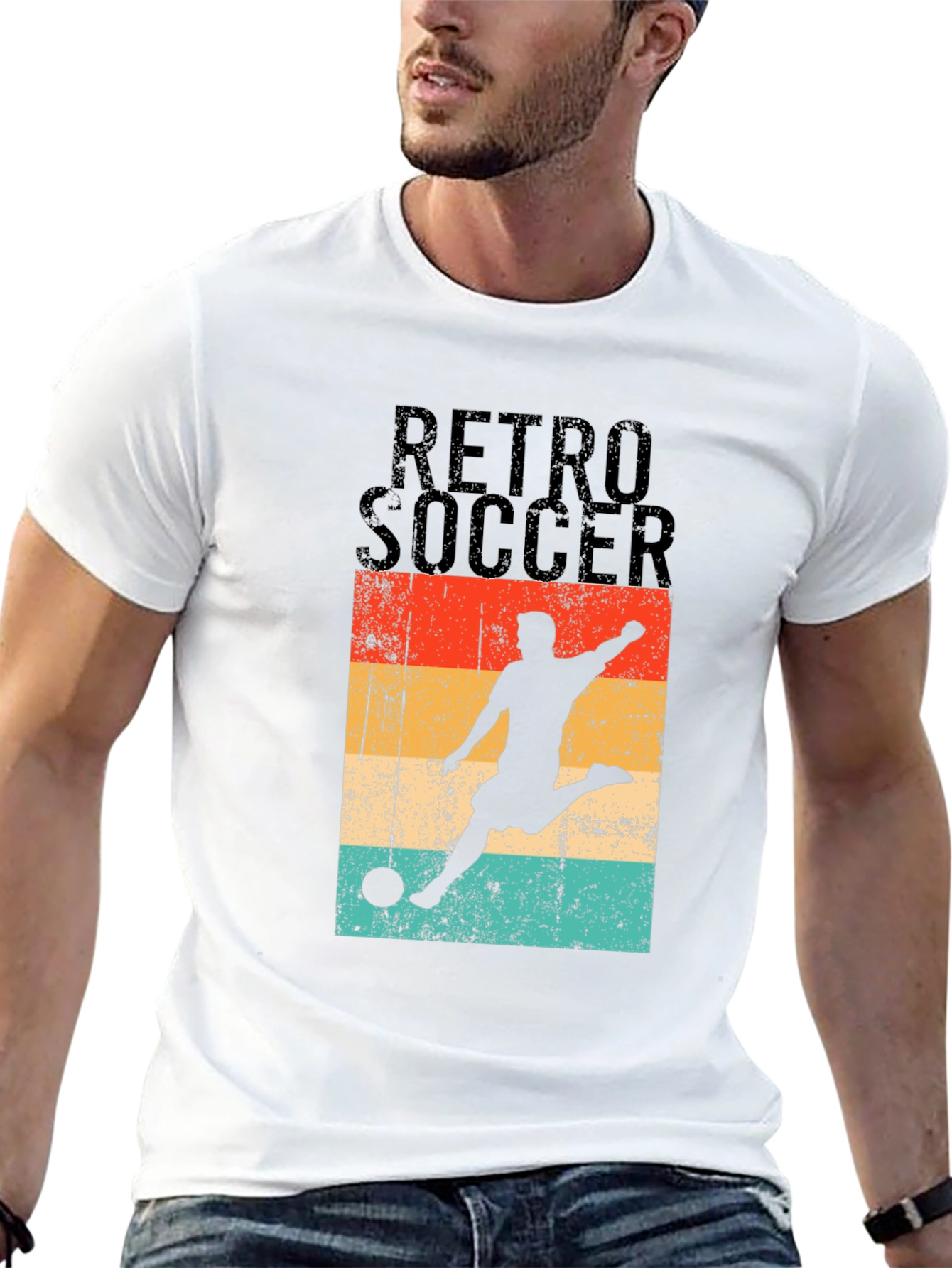 Black Retro Soccer Graphic T-Shirt - Stylish Casual Wear view 13