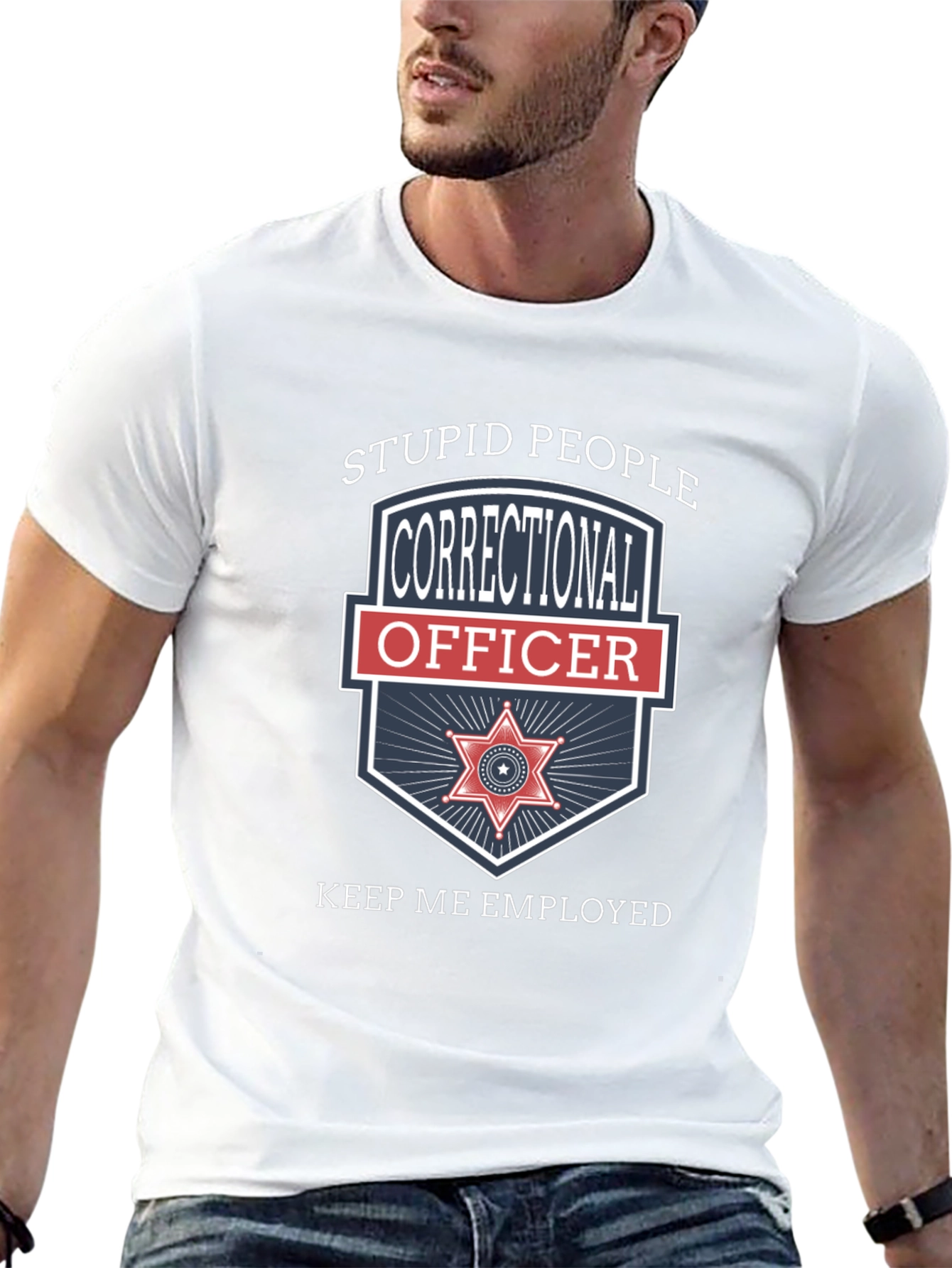 Black Correctional Officer T-Shirt - Stupid People Keep Me Employed view 13