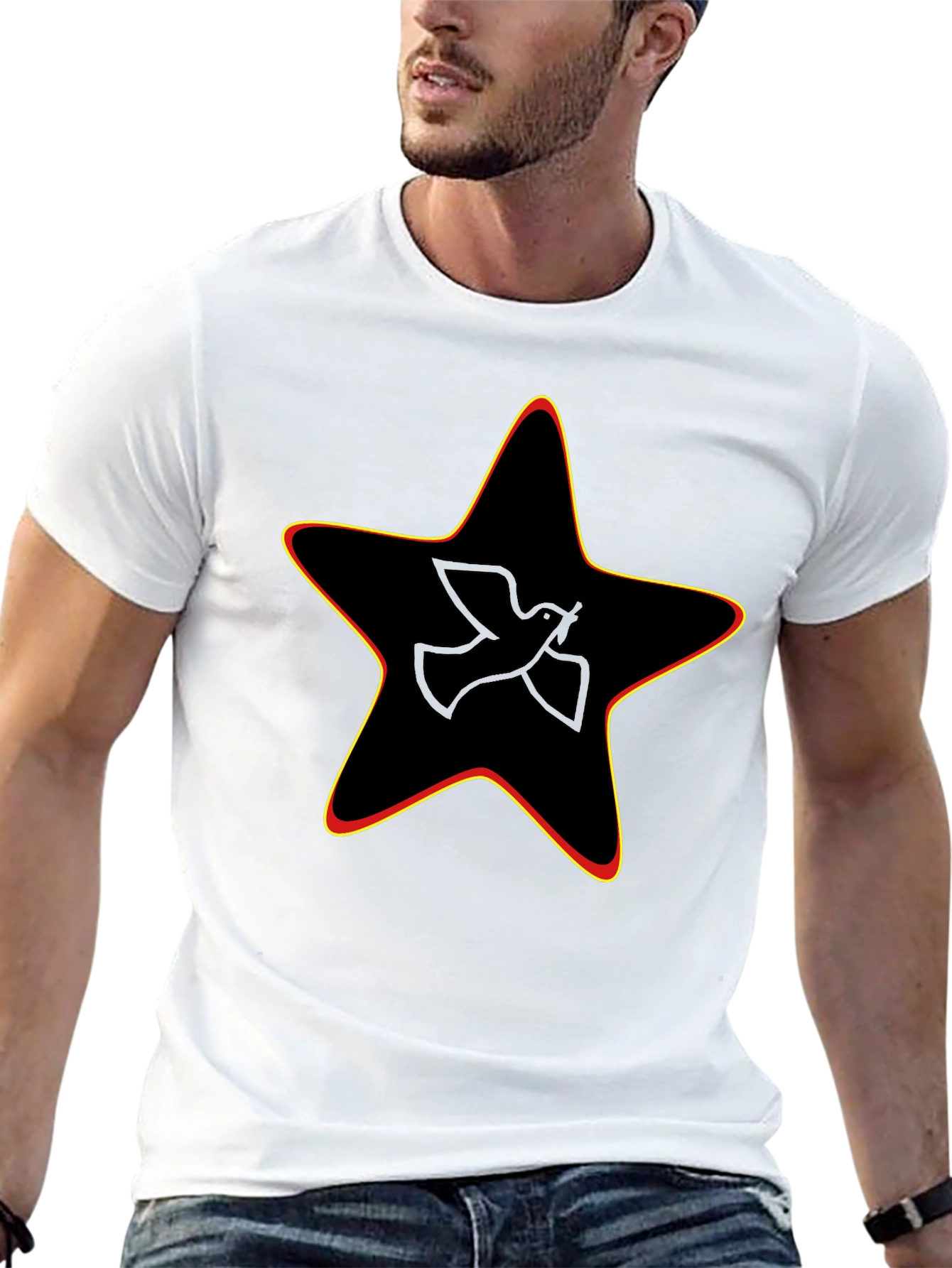Black Peace Dove Star Graphic Black Tee view 13