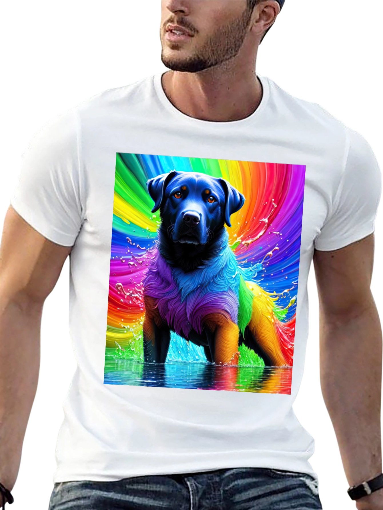 Rainbow Dog T-Shirt - Vivid Pet Art Tee - 13