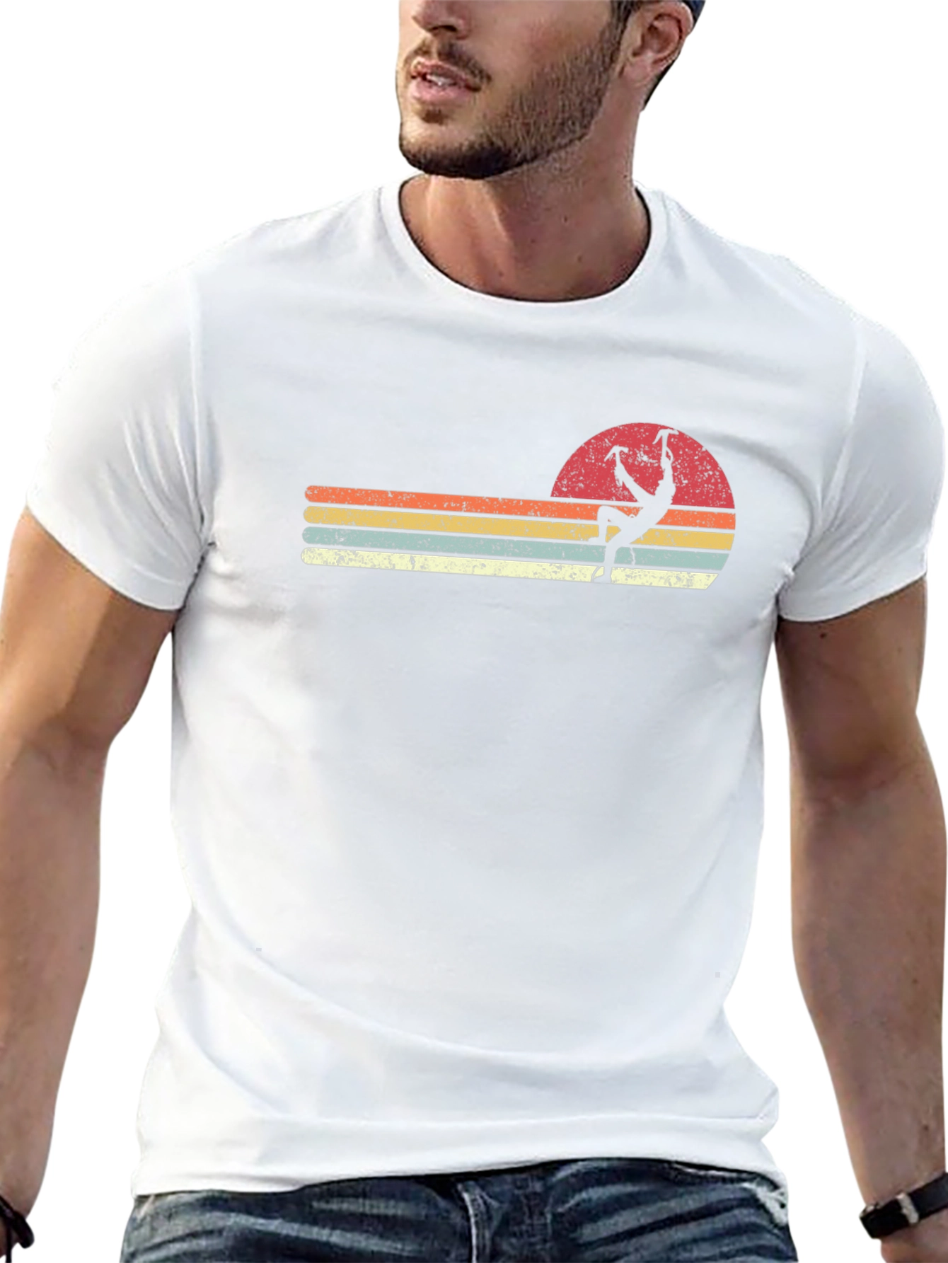 Black Vintage Climber T-Shirt Retro Sunset Design view 13
