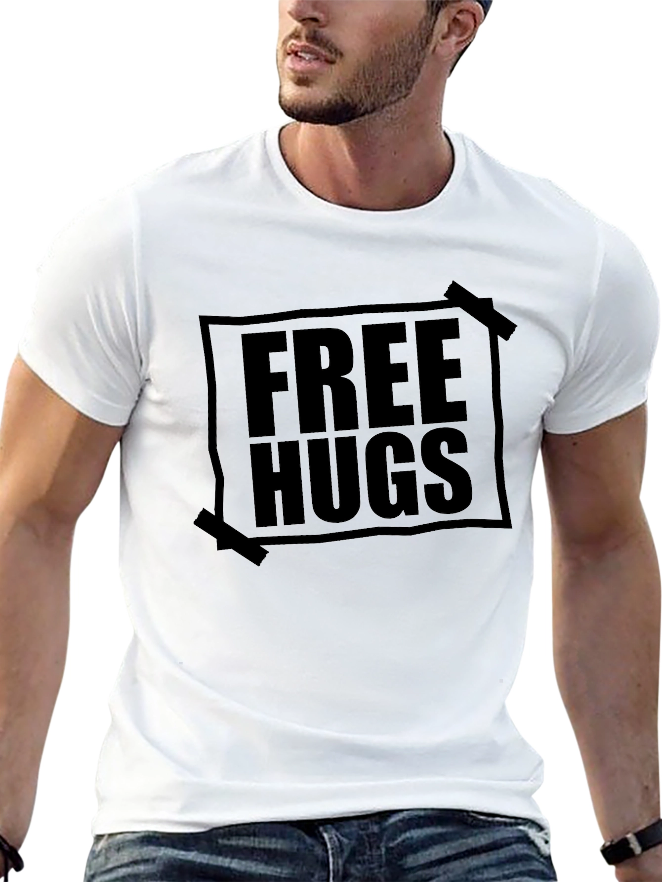 Black Free Hugs Graphic Tee - Soft Cotton Blend view 13