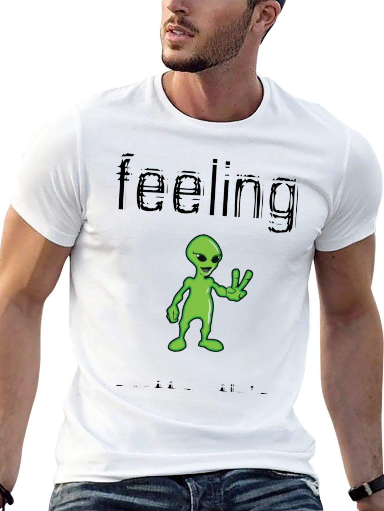 Black Feeling Alien T-Shirt - Black Graphic Tee view 13