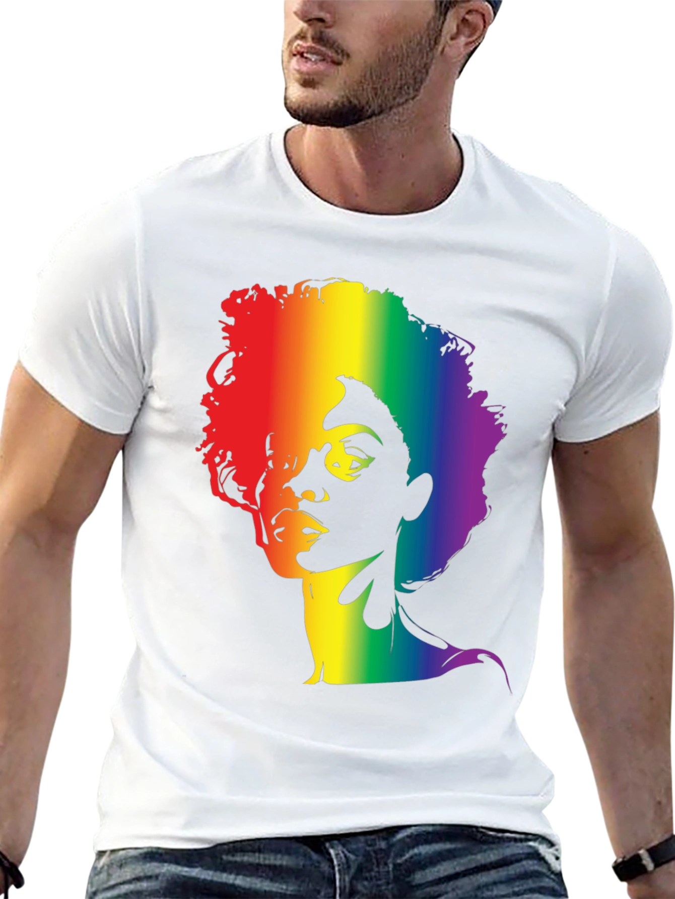 Black Rainbow Afro Graphic Tee - Stylish Black T-Shirt view 13