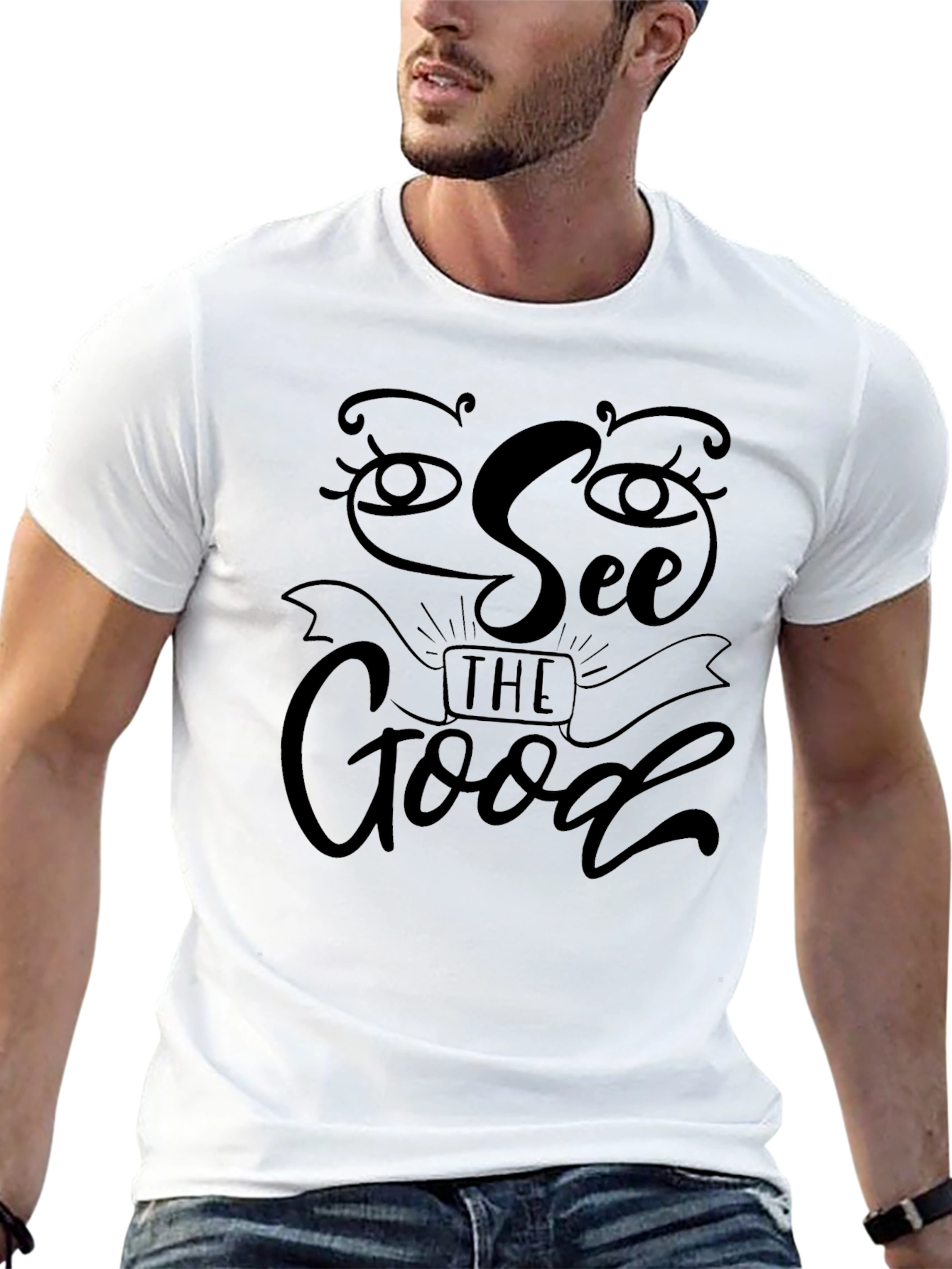 Black See The Good Graphic Tee - Positive Vibes T-Shirt view 13