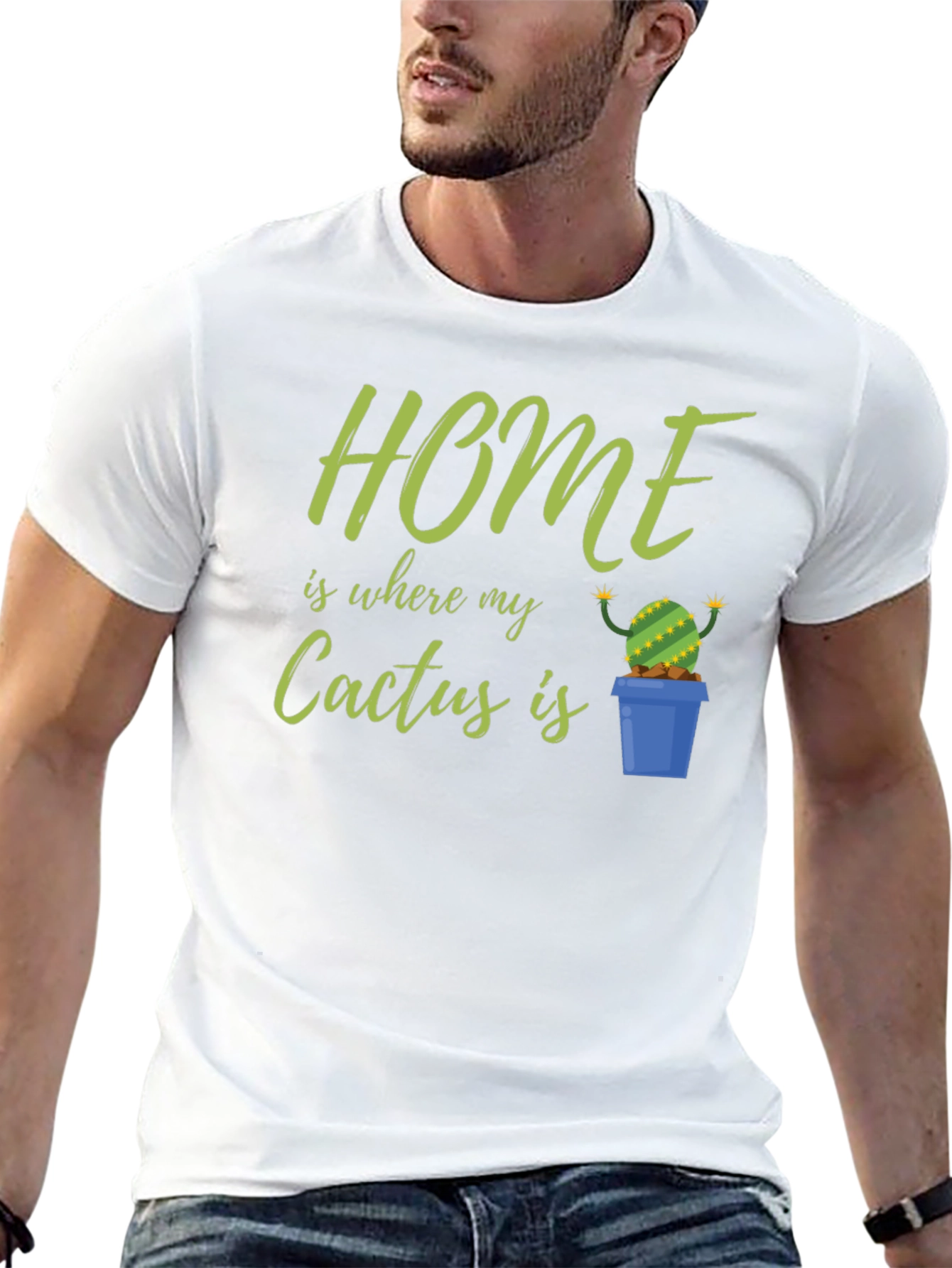Black Home Is Where My Cactus Is T-Shirt view 13