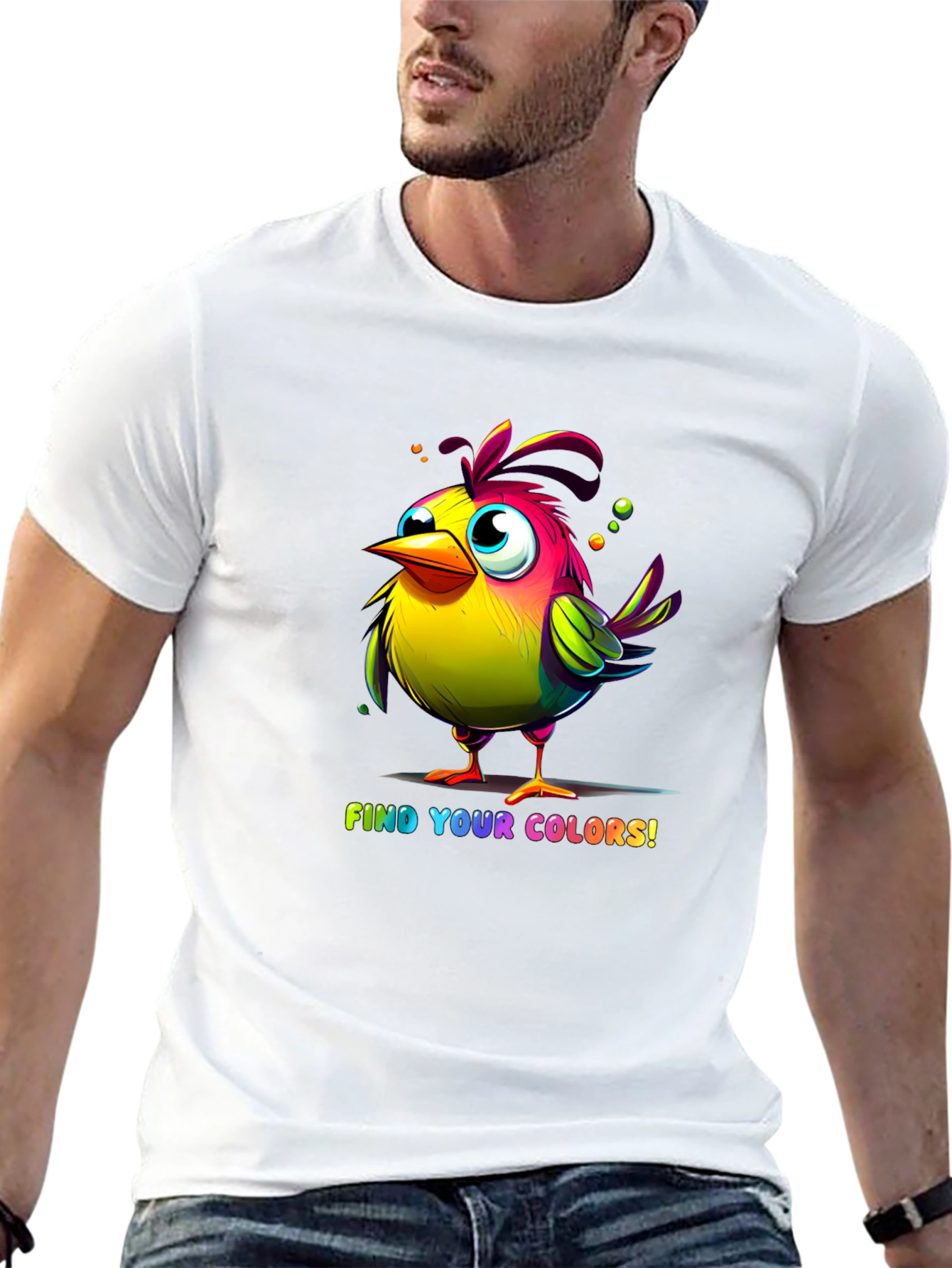 Black Colorful Bird T-Shirt - Find Your Colors! view 13