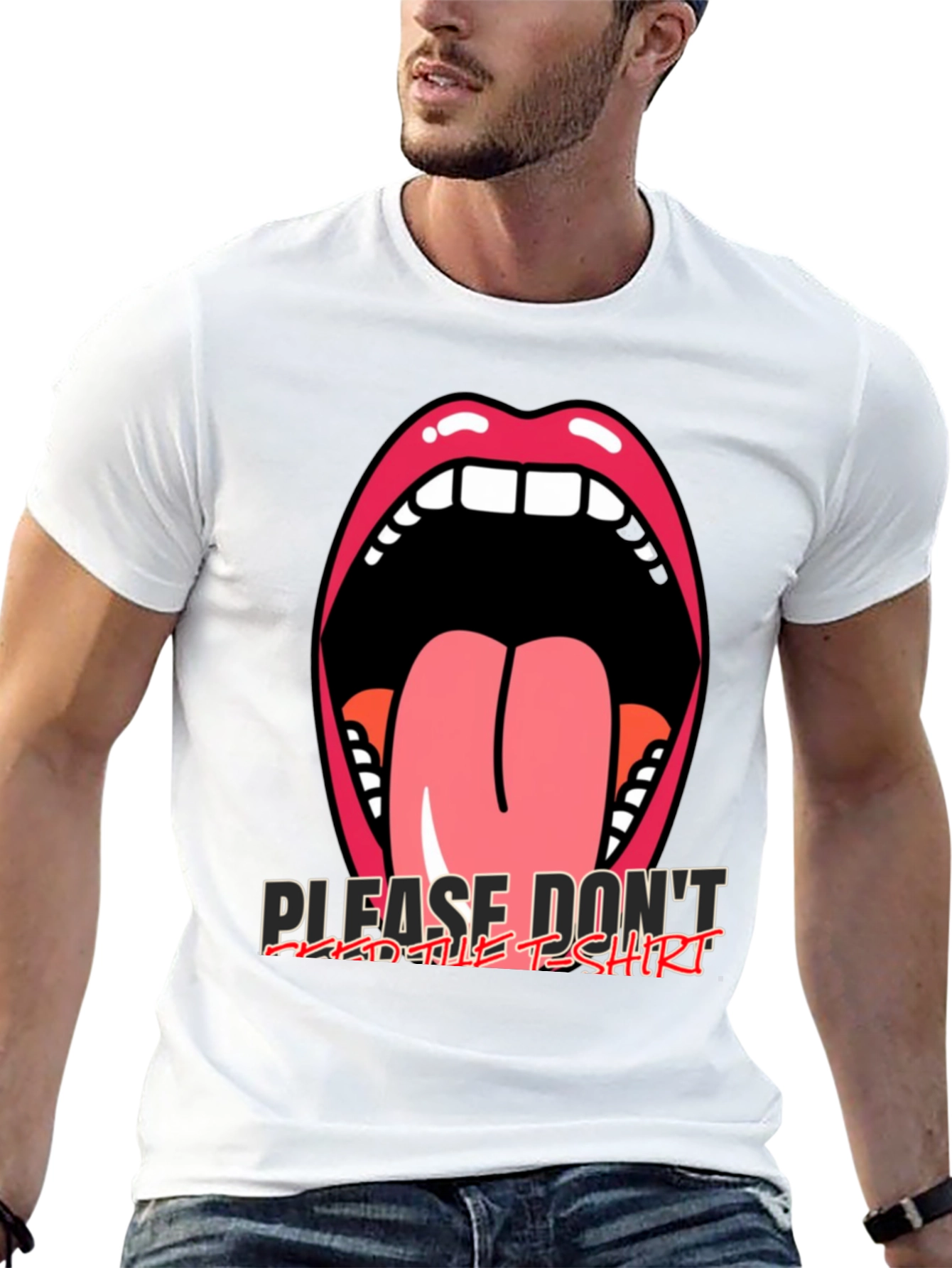 Black Graphic Tee: Open Mouth Tongue Out view 13