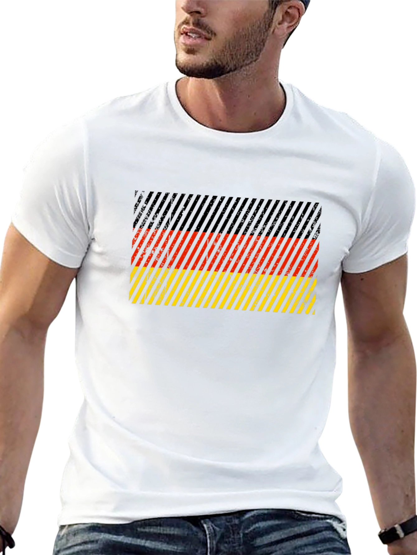 Black German Flag Striped Graphic T-Shirt view 13